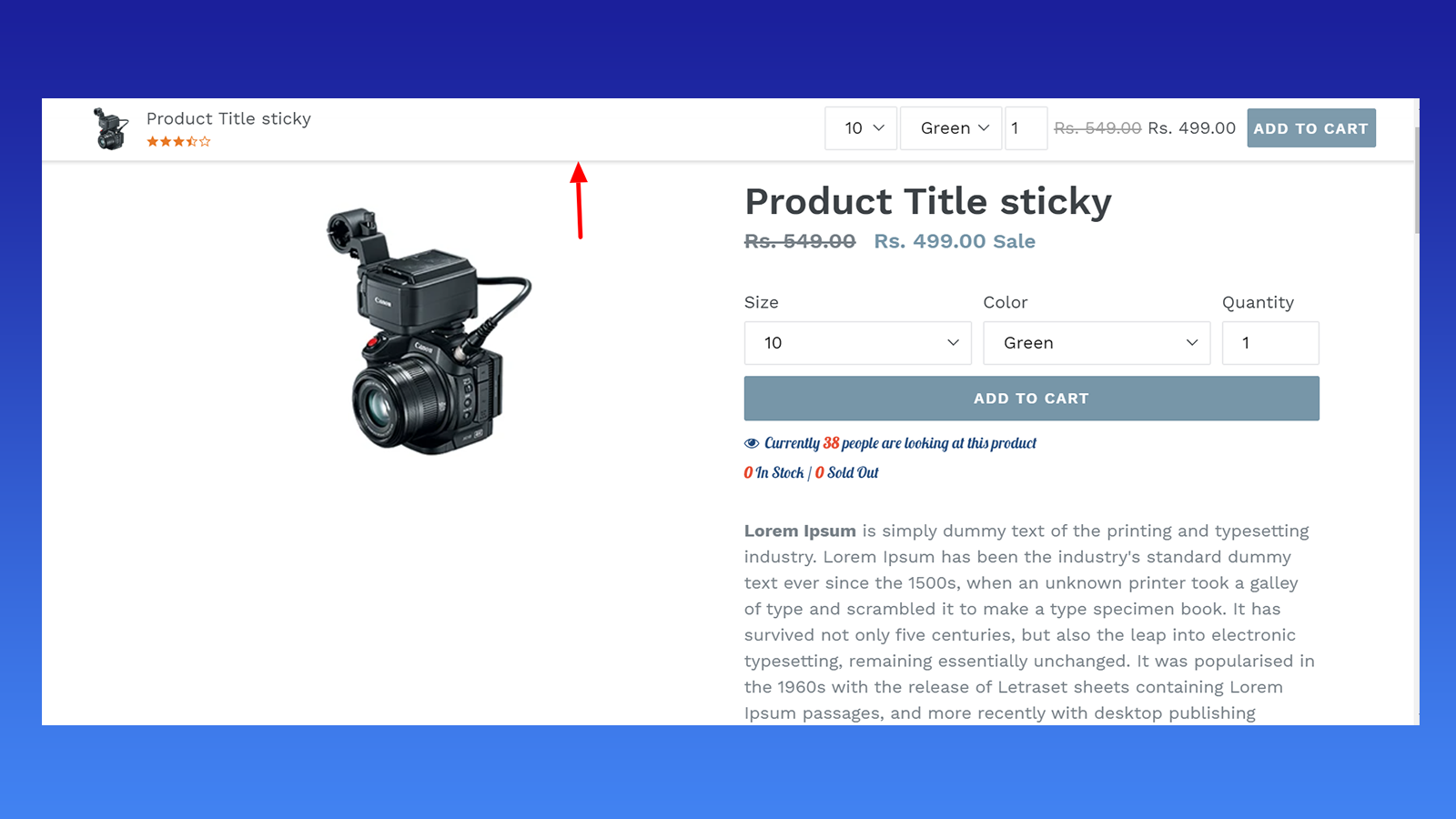 Sticky add to cart bar on top