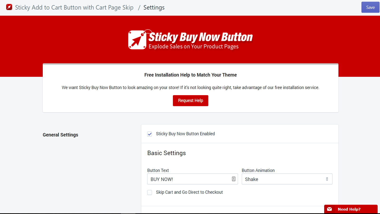 Sticky Buy Now Button for Shopify interface