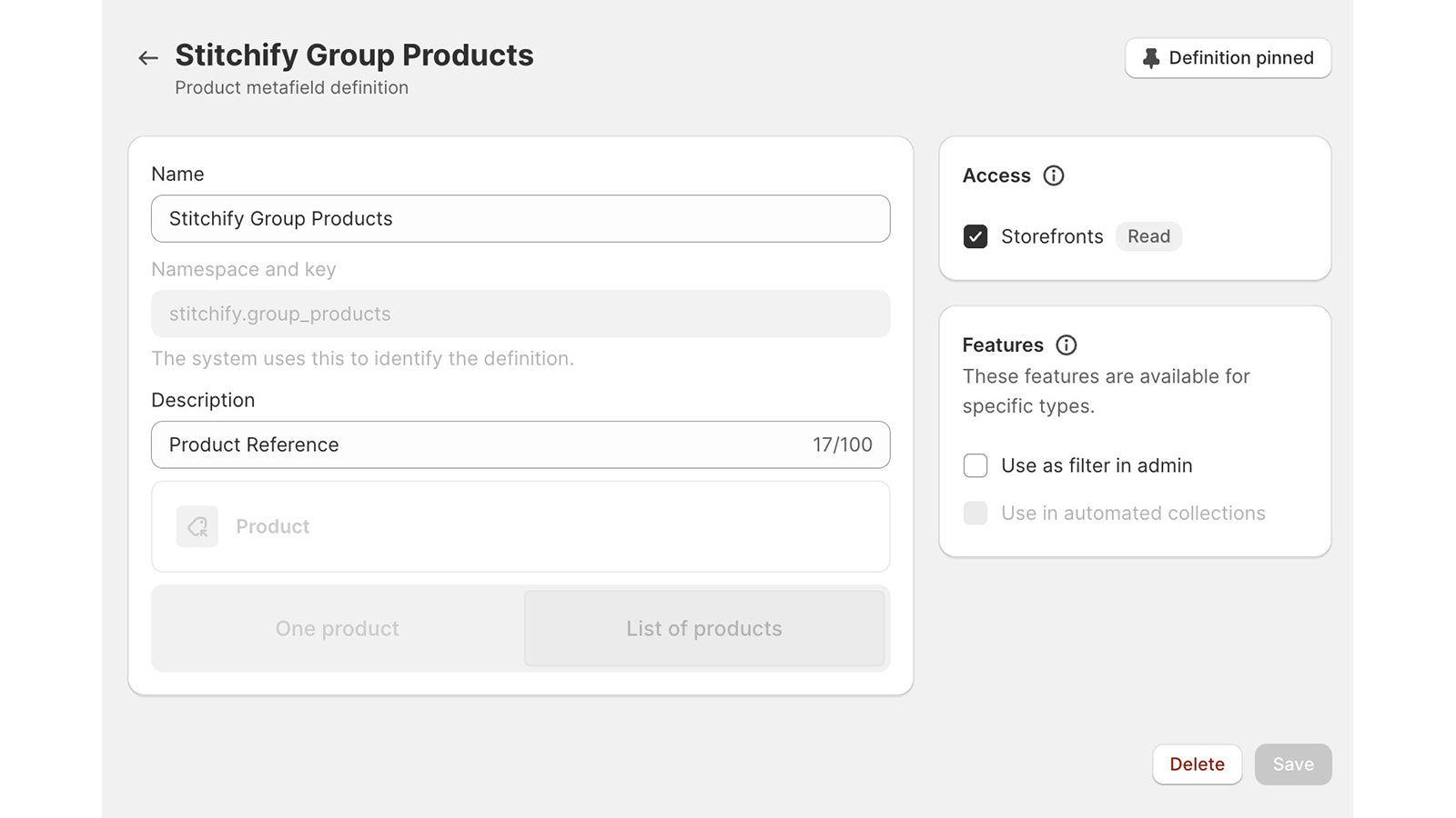 stitchify creates a list.product_reference on a product level