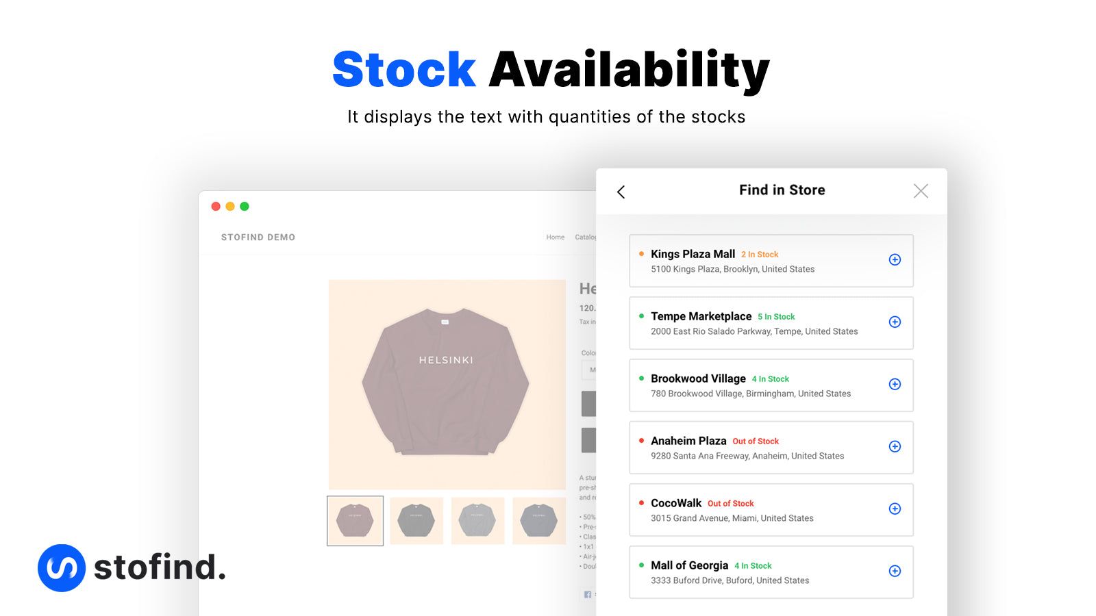 Stock availability with the quantity of the stock