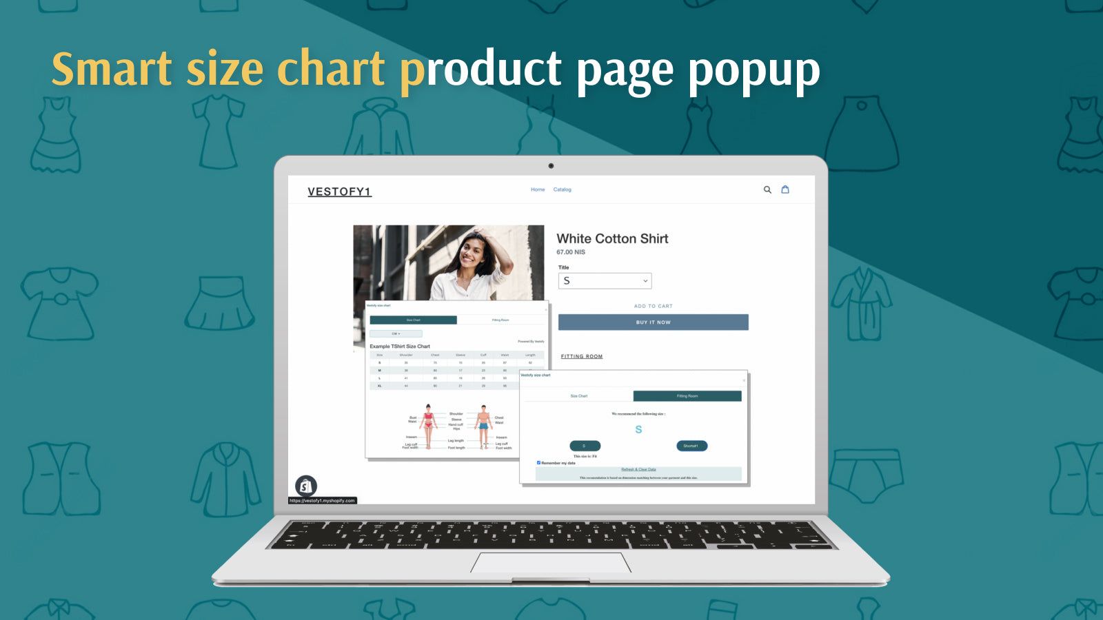 Store front product page smart size chart popup