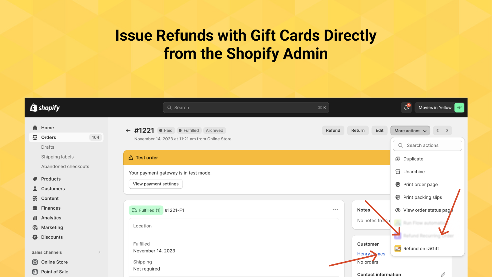 Streamline operations & refund with gift cards in Shopify admin