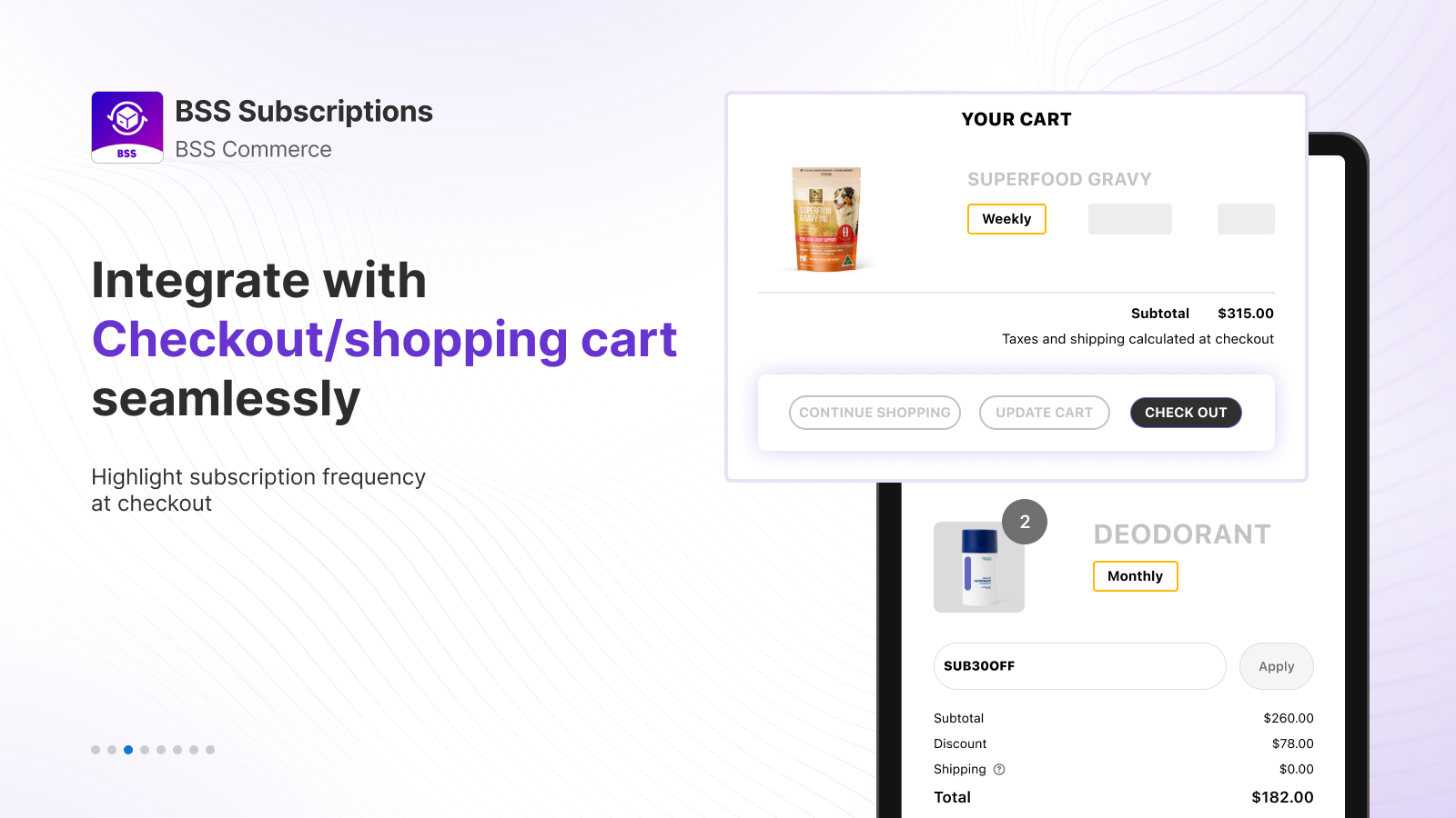 Subscriptions and Recurring Pay Shopping Cart Checkout Page