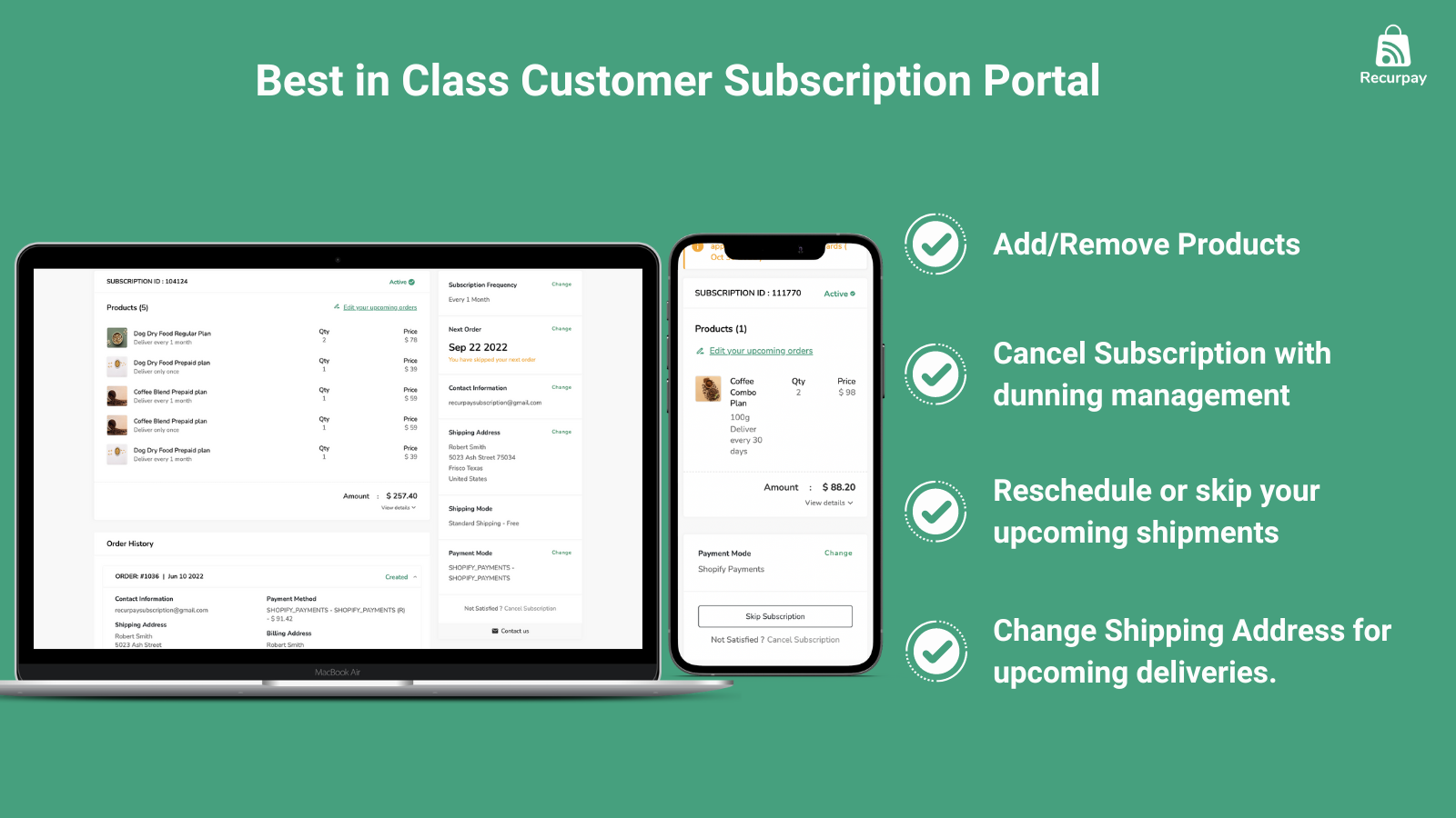 Subscriptions app: Self managed customer portal