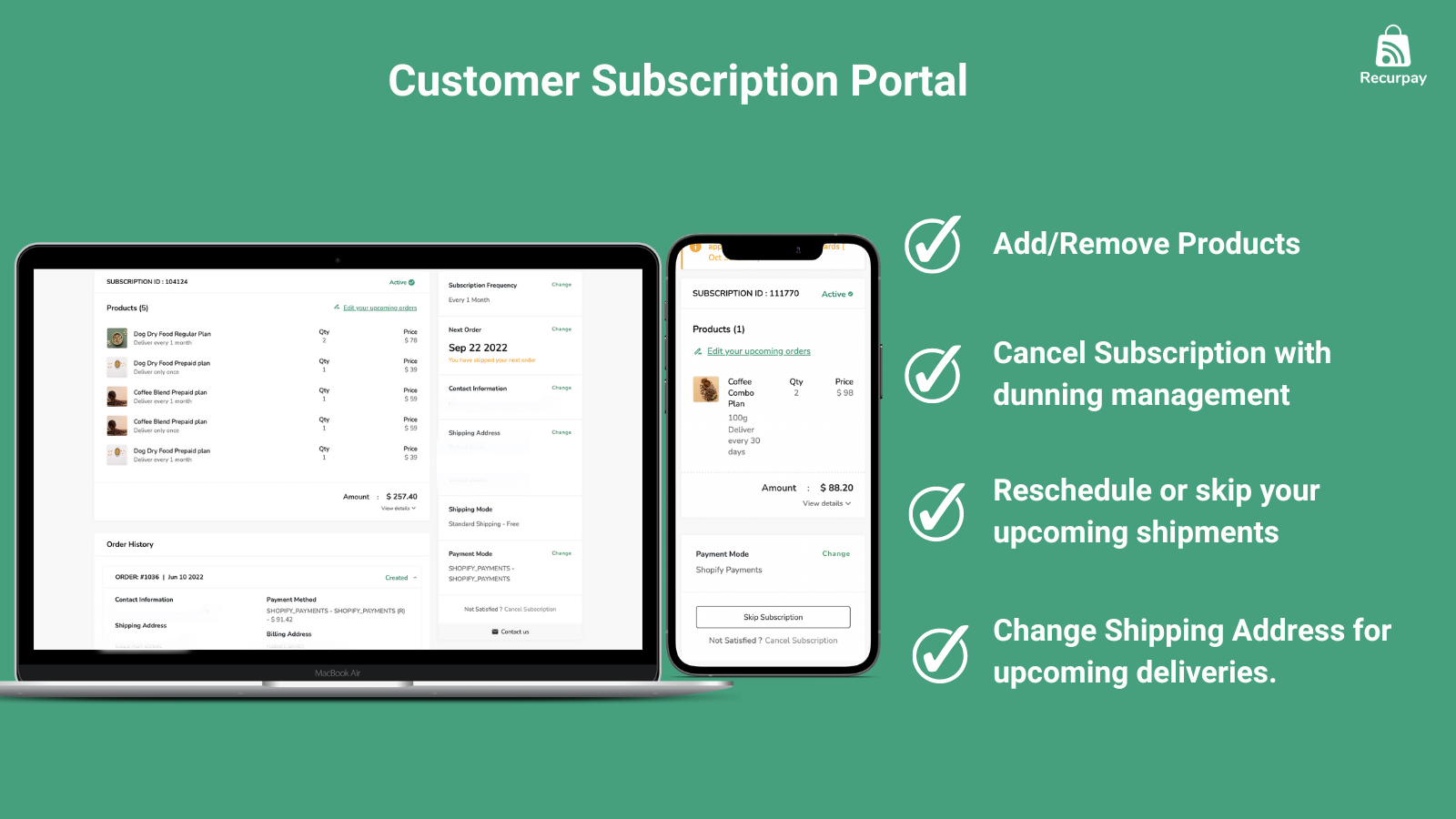 Subscriptions app: Self managed customer portal