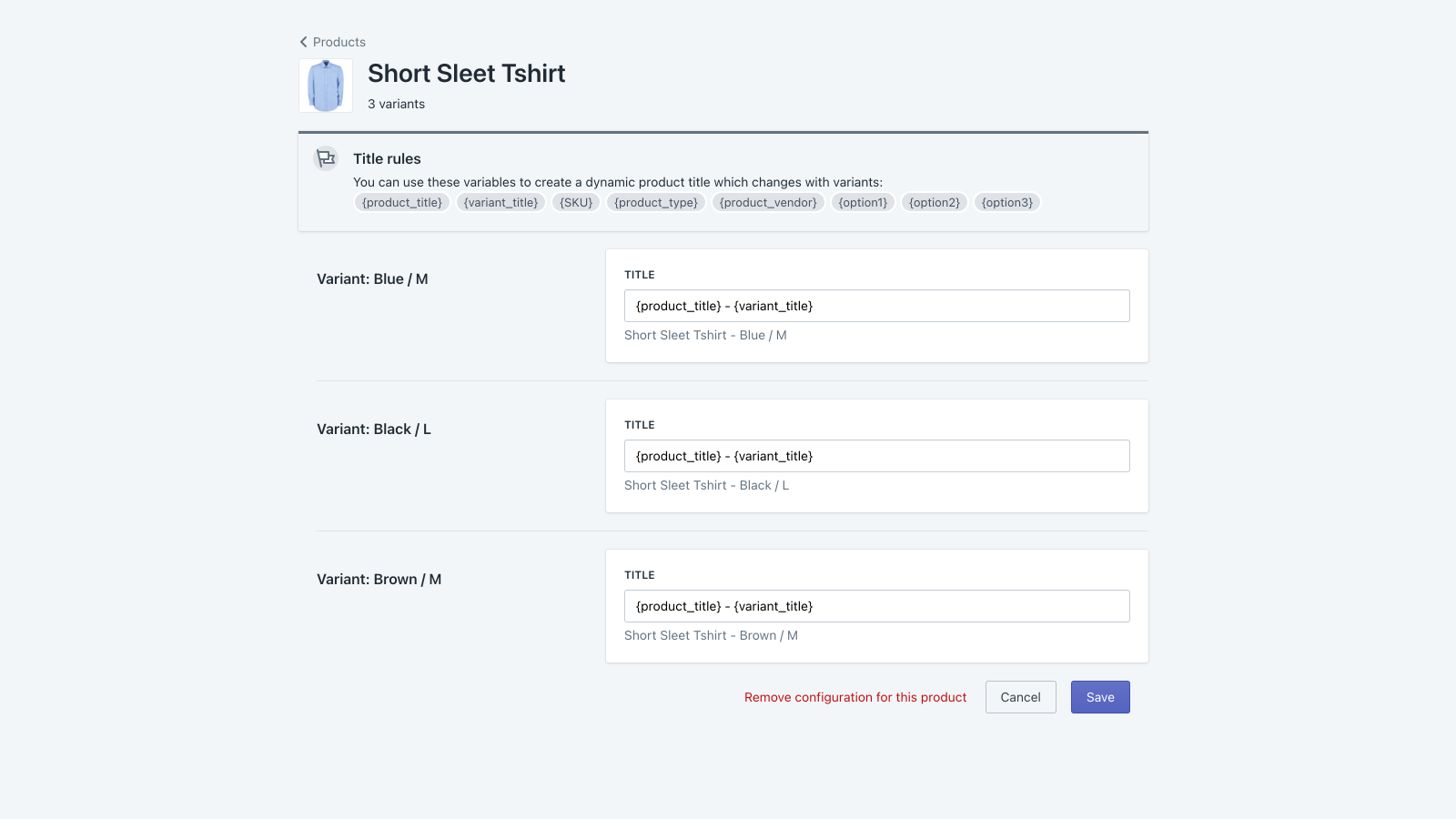Super Variant Title Product View