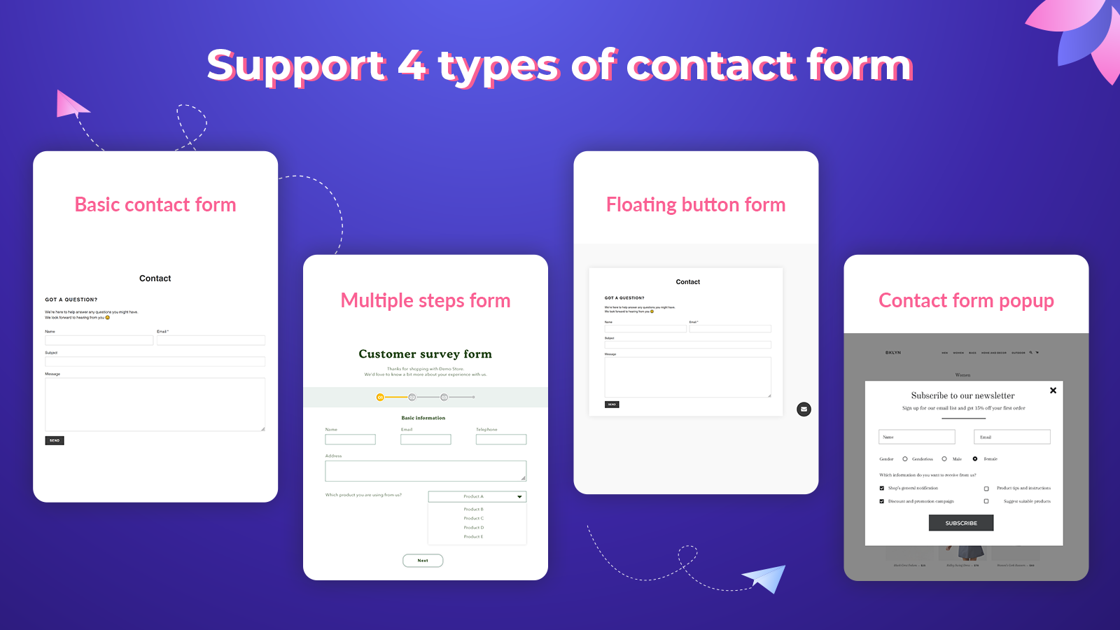 Support 4 types of contact form