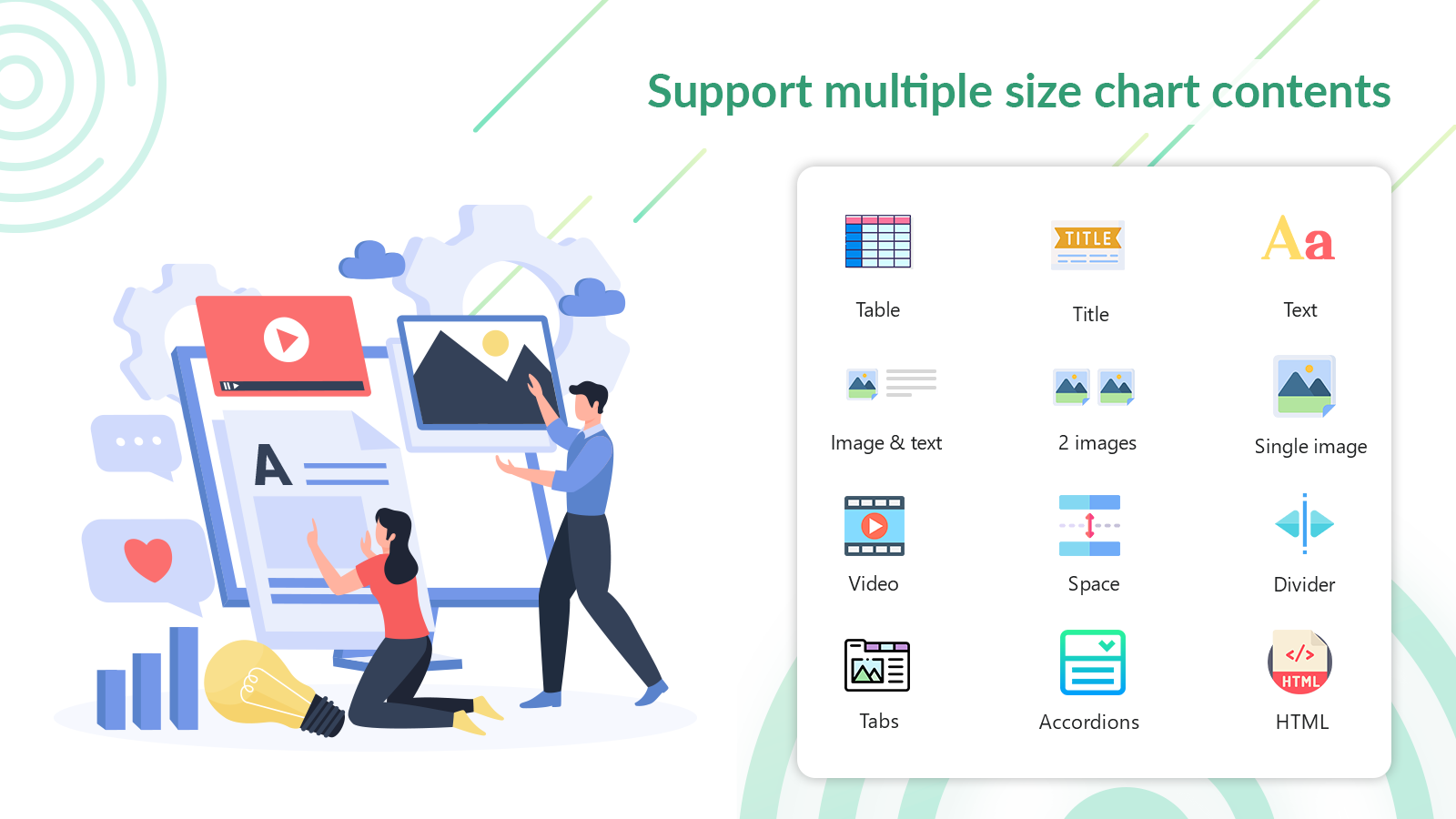 Support multiple size chart content