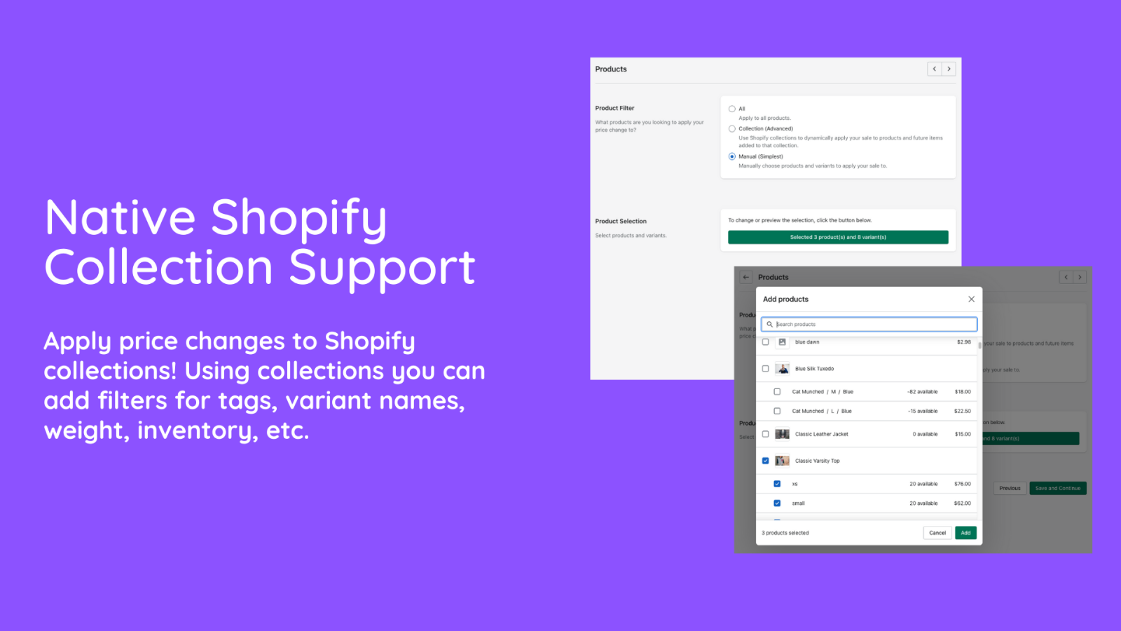 Supports native Shopify collections