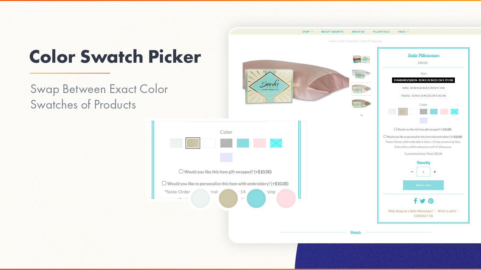 Swap between color variations with the image swatch feature