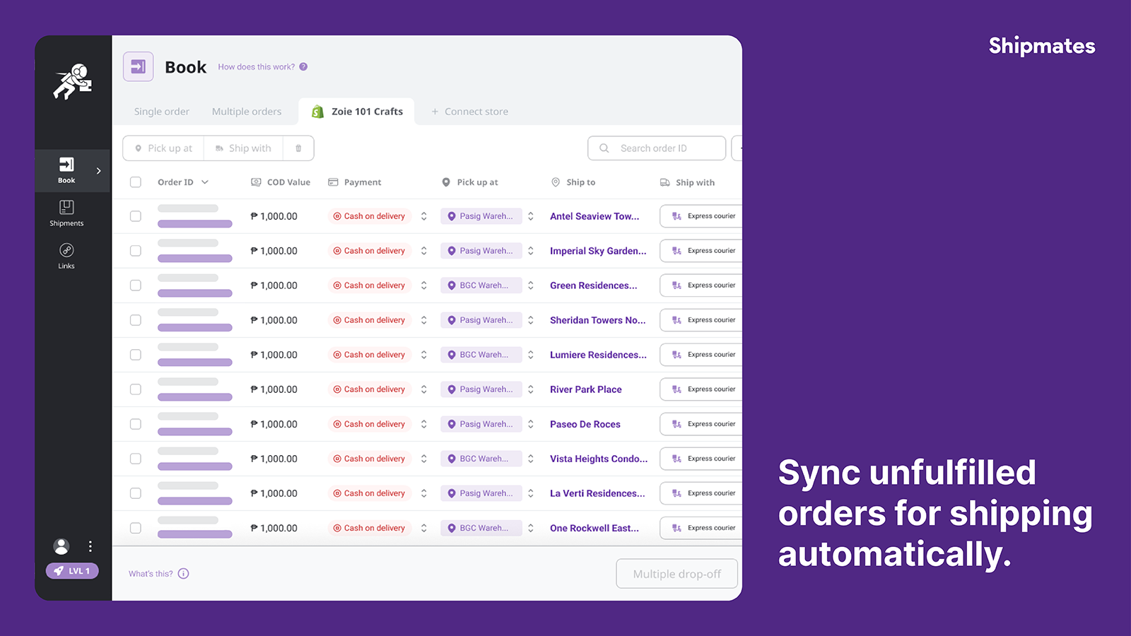 Sync unfulfilled orders for shipping automatically.