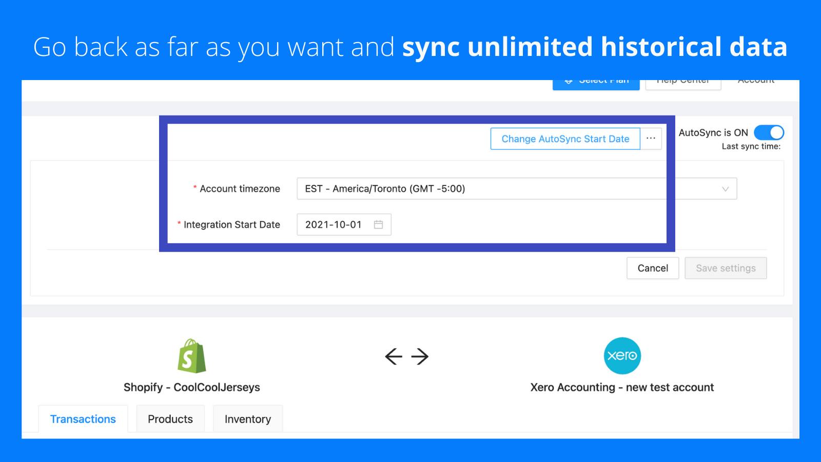 sync unlimited historical data