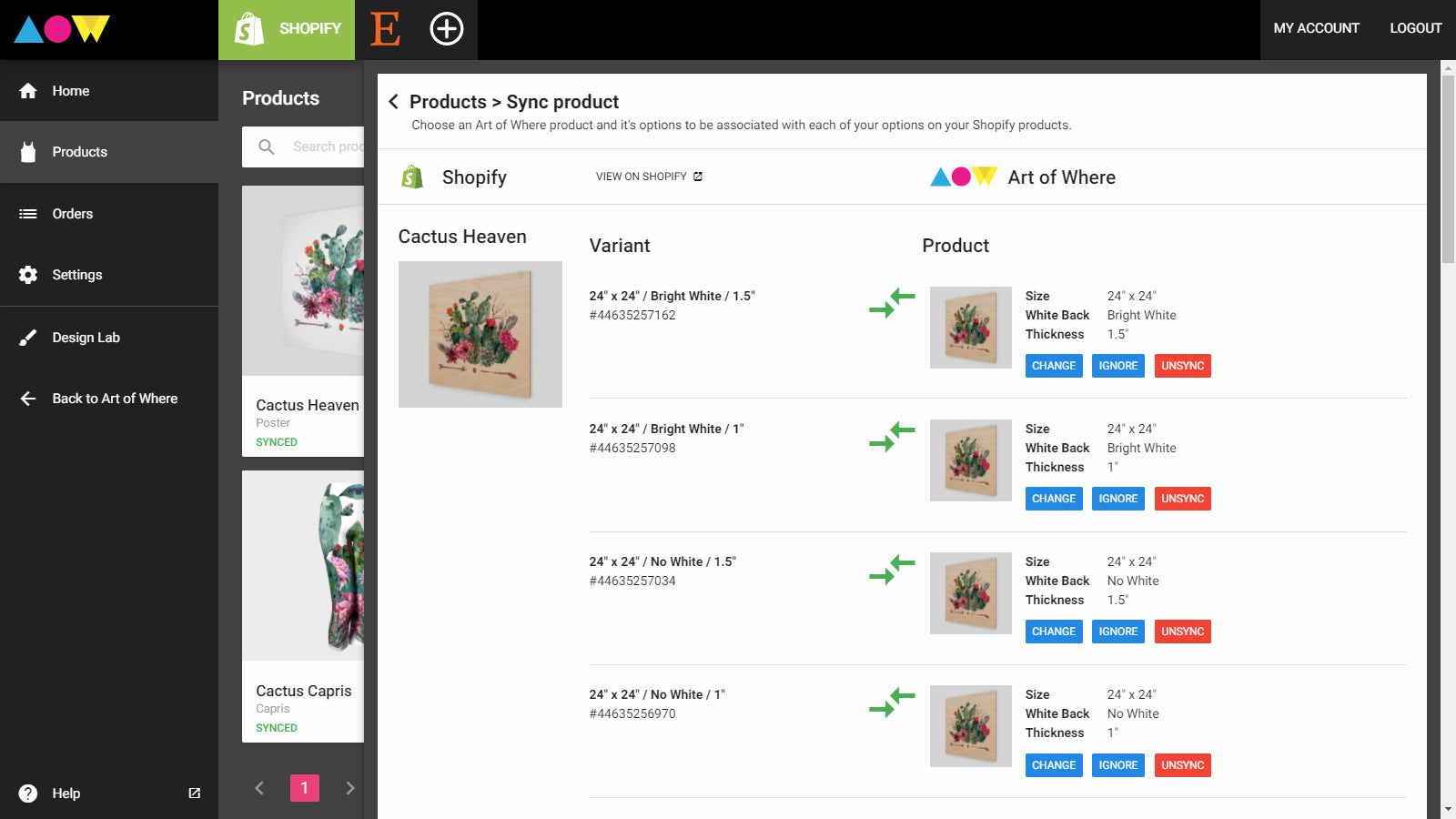 Sync your exisiting Shopify listings to Art of Where