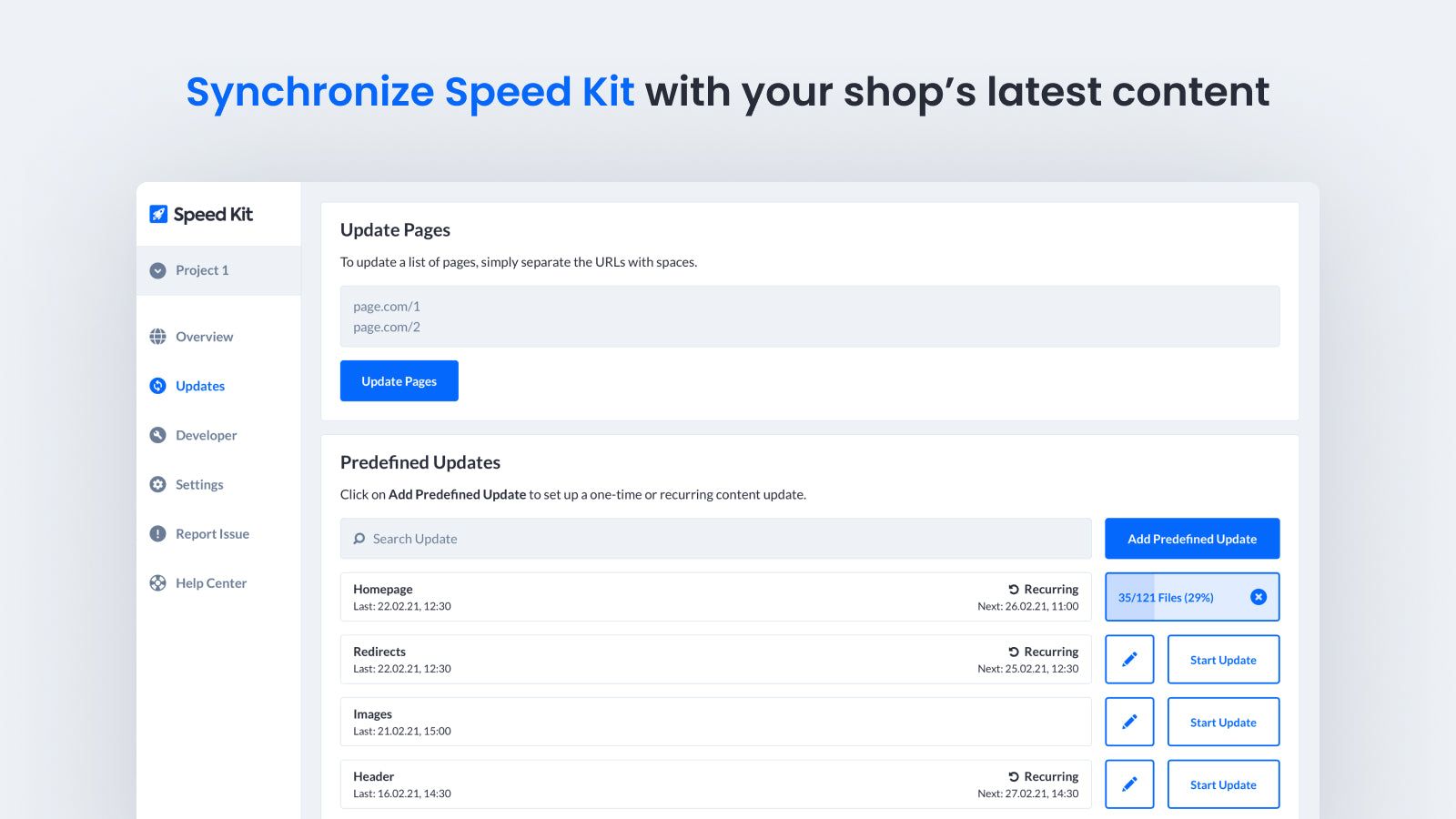 Synchronize Speed Kit with your shop’s latest content