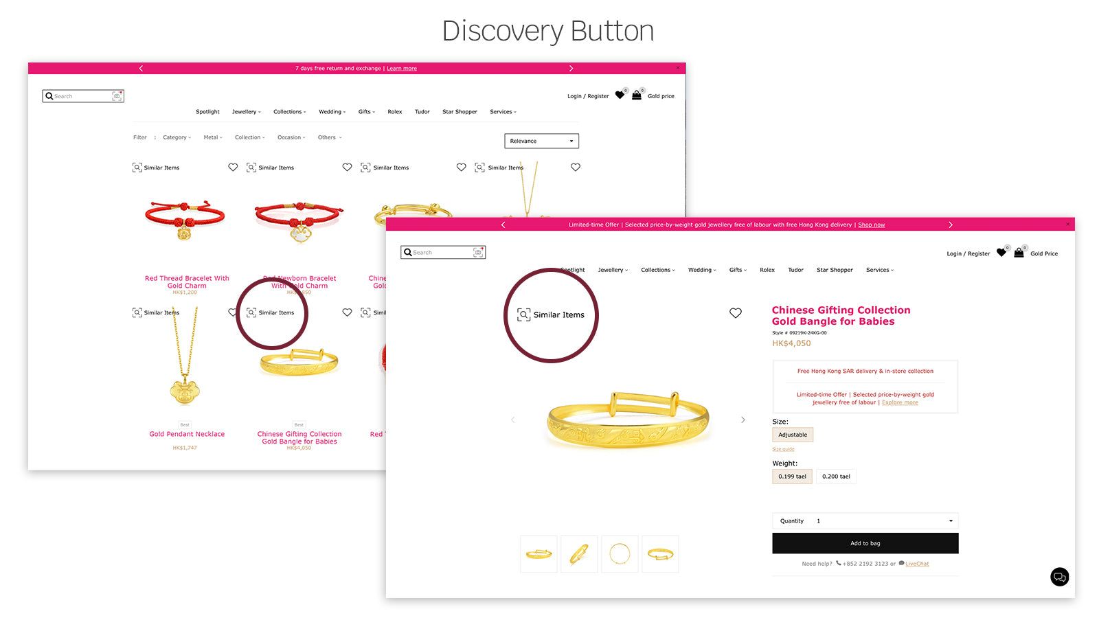 Syte’s Discovery Button solution showing similar items