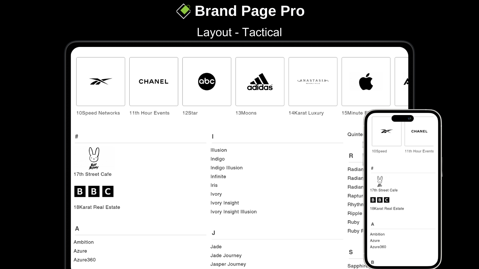 Tactical Brand Page Shopify Pro Layout - Desktop and Mobile
