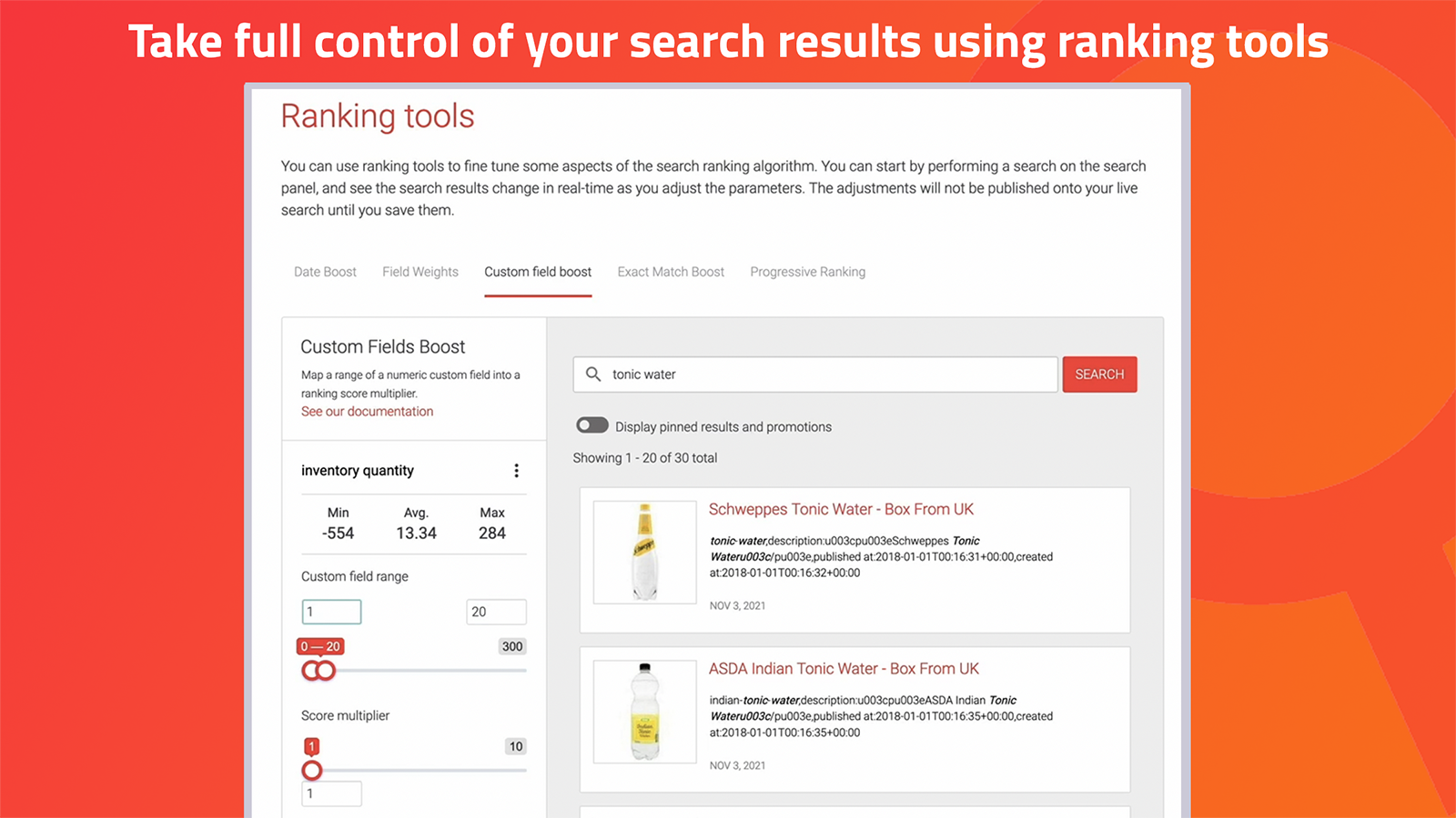 Take full control of your search results using ranking tools