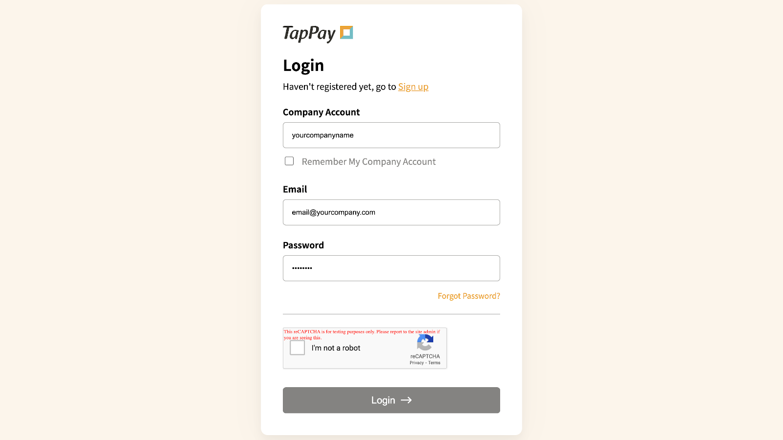 TapPay Portal login 2