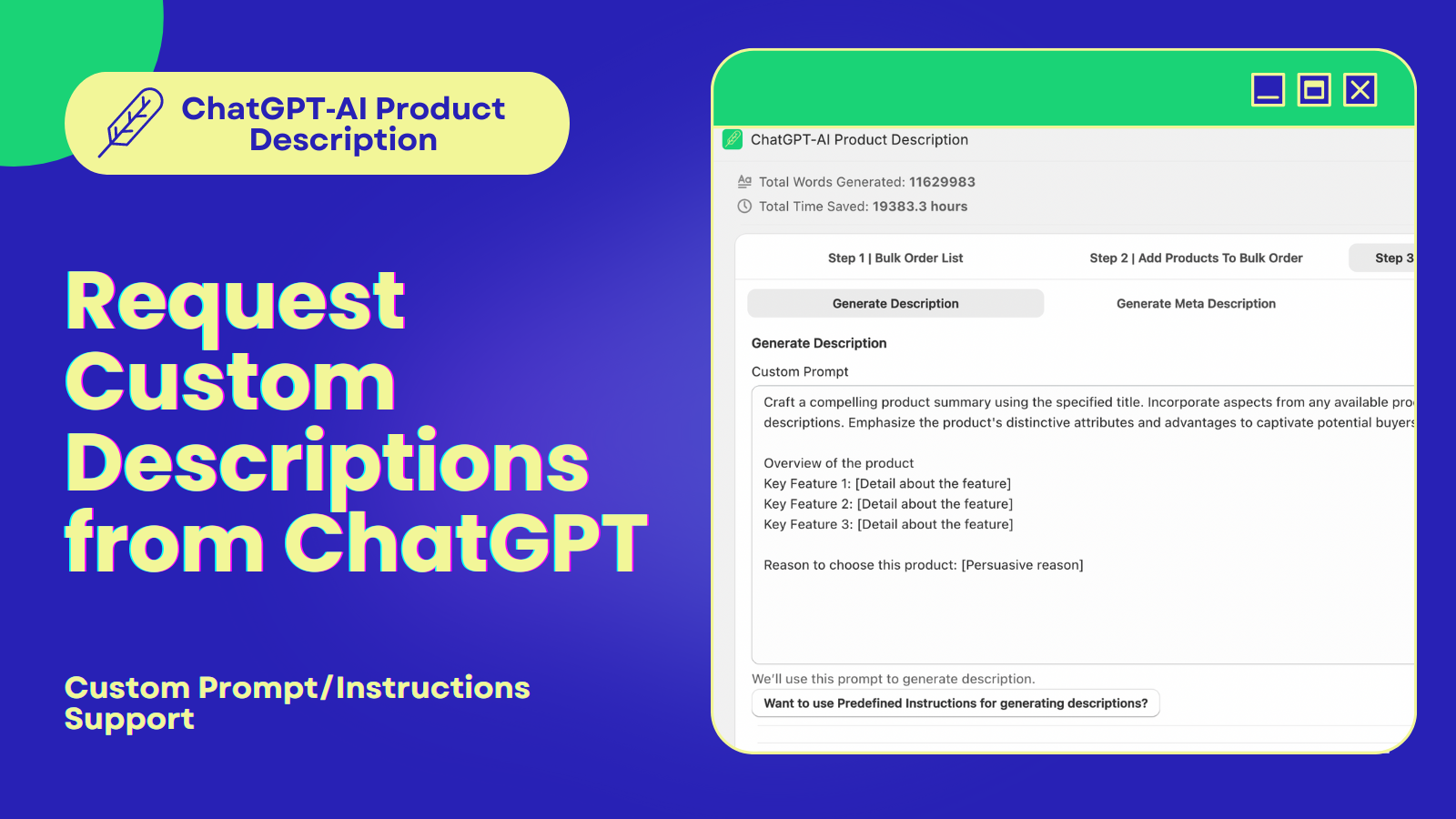 Tell ChatGPT to create descriptions fitting your criteria