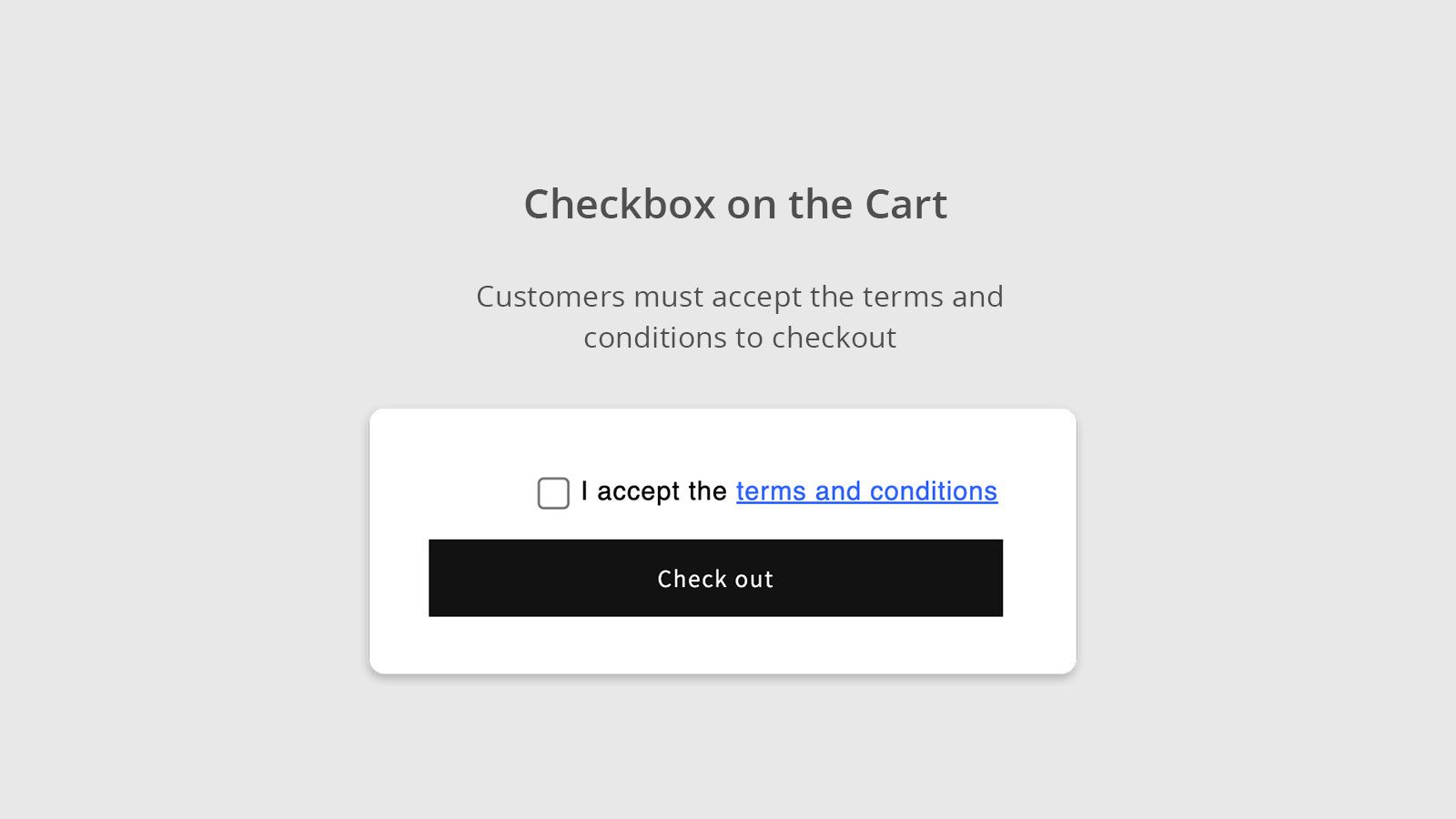 Terms and conditions checkbox, create checkbox on cart