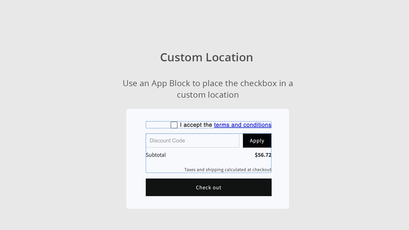 Terms and conditions checkbox, create custom message