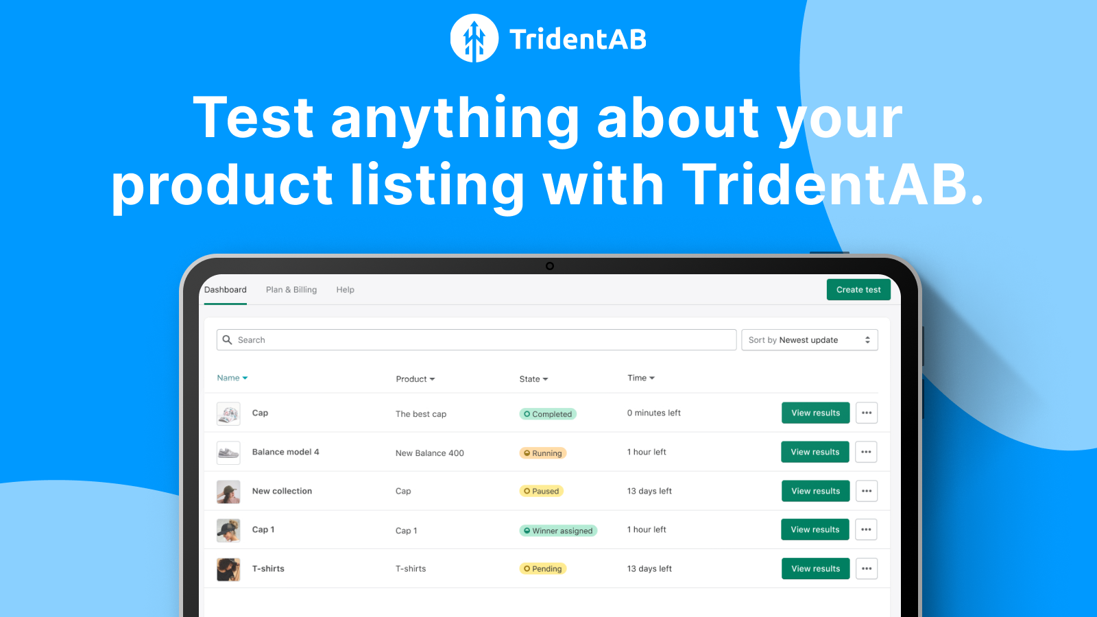 Test anything about your product listing with TridentAB