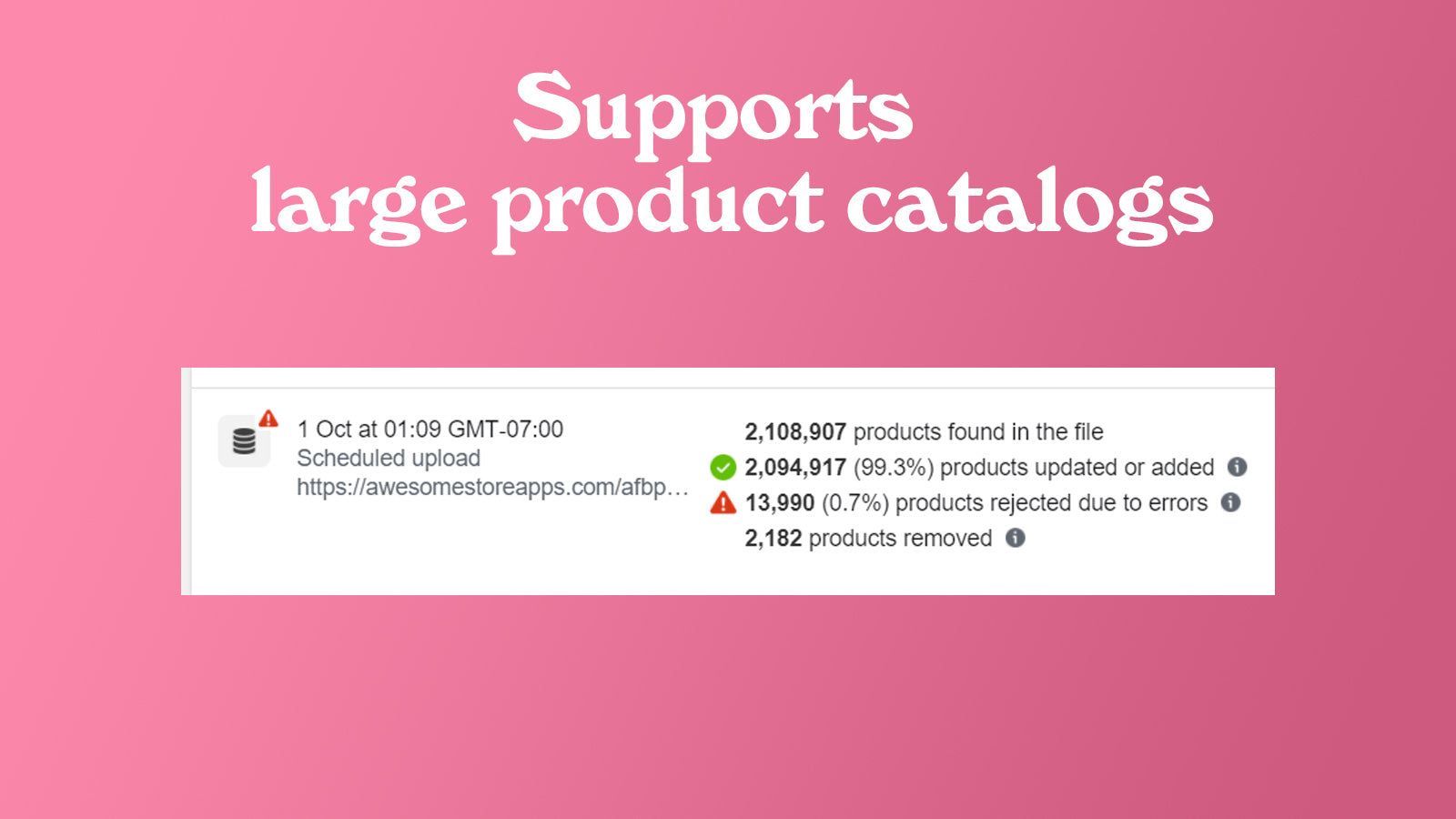 Tested for large product catalogs - more than 2,000,000 products