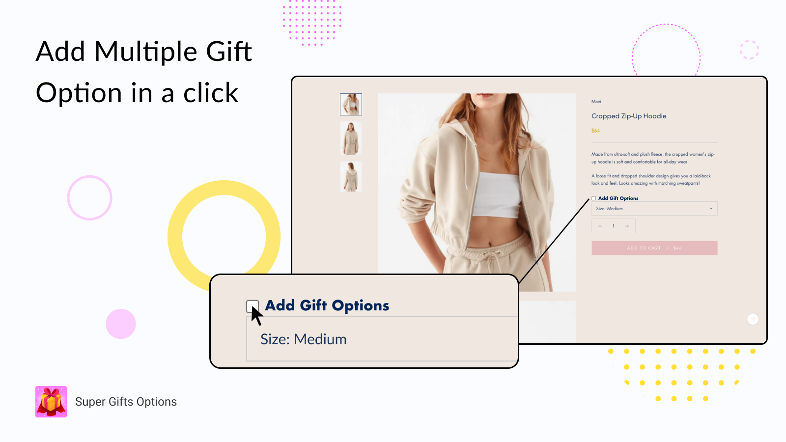 The app in action: The added Gift Options in a product page