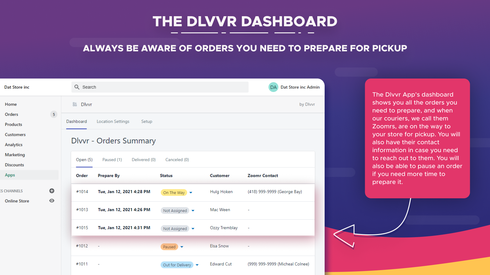 The Dlvvr Dashboard - Orders to Prepare