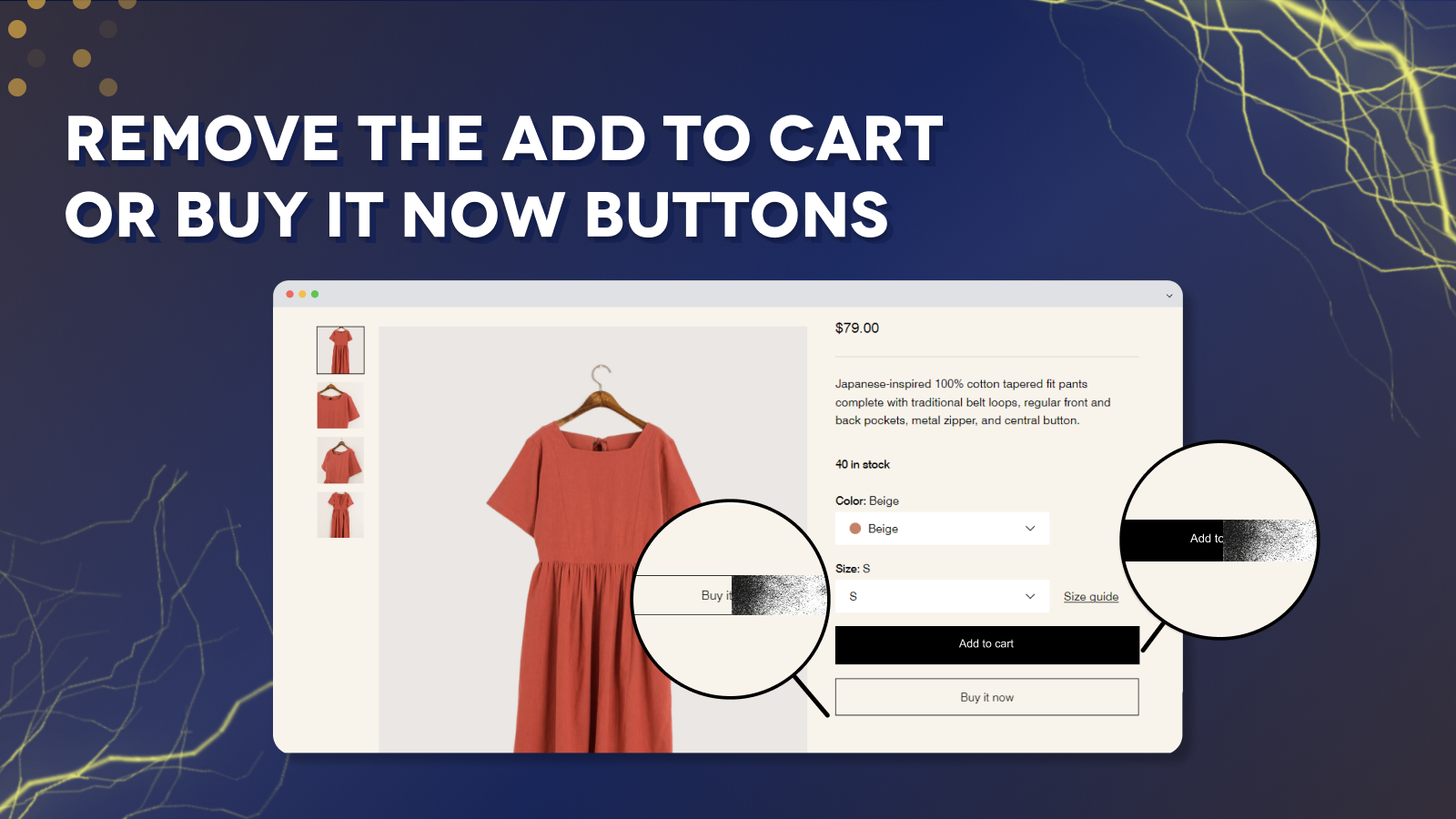 The remove add to cart / buy it now feature in the product page