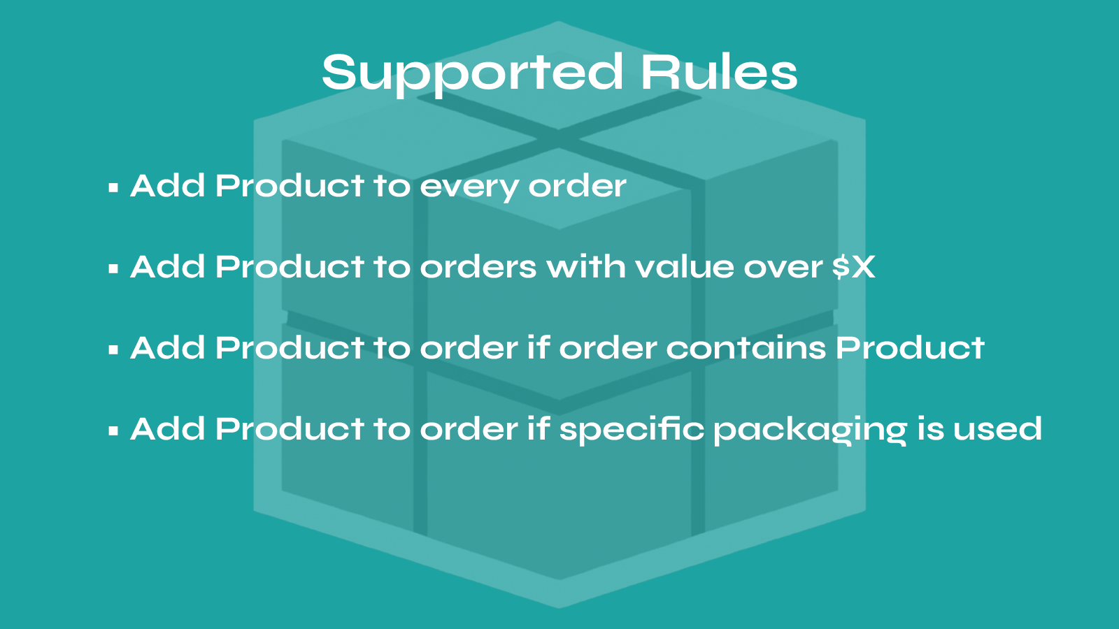 The supported rules for adding products to orders