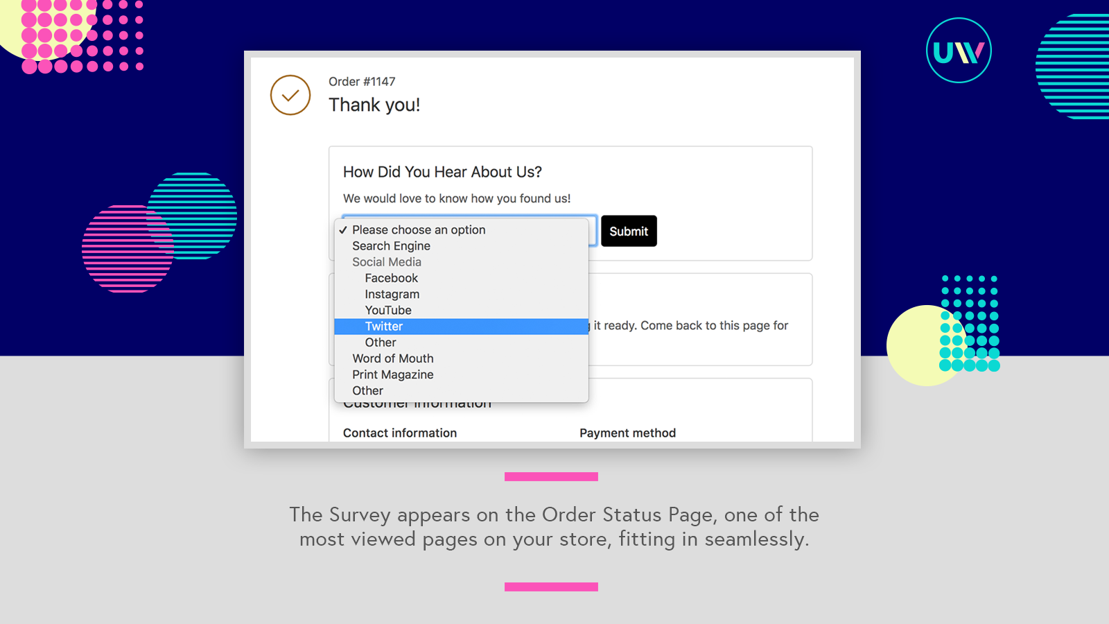 The Survey widget on the Order Status Page