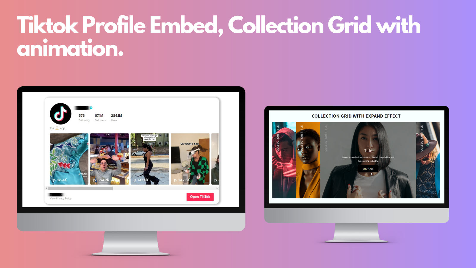 Tiktok Feed, Collection grid Style