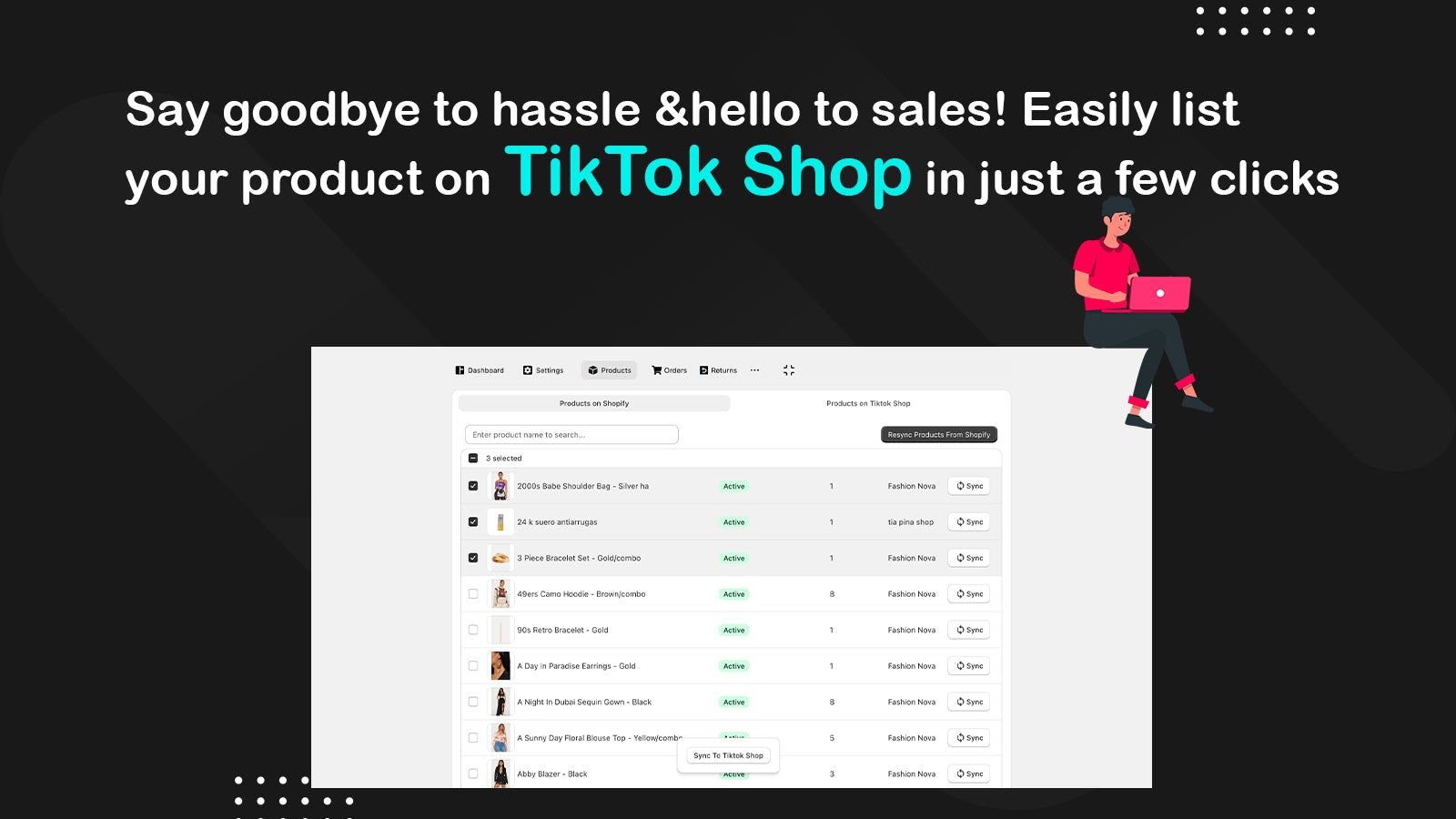 Tiktok shop product listing