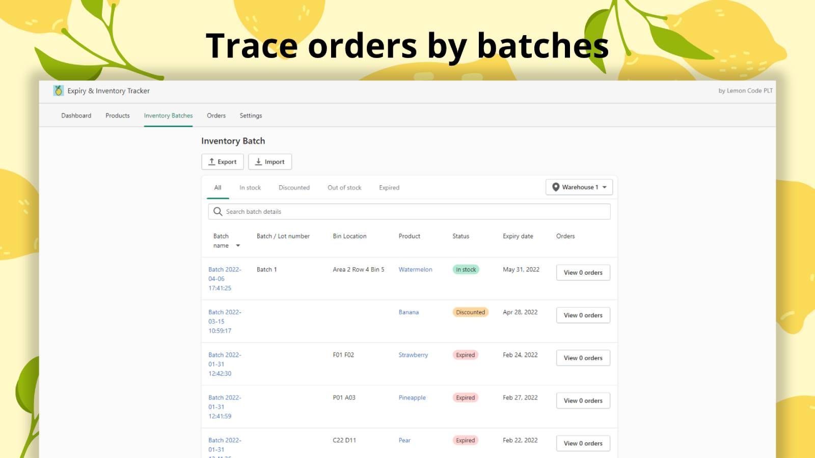 Trace Orders by Batches
