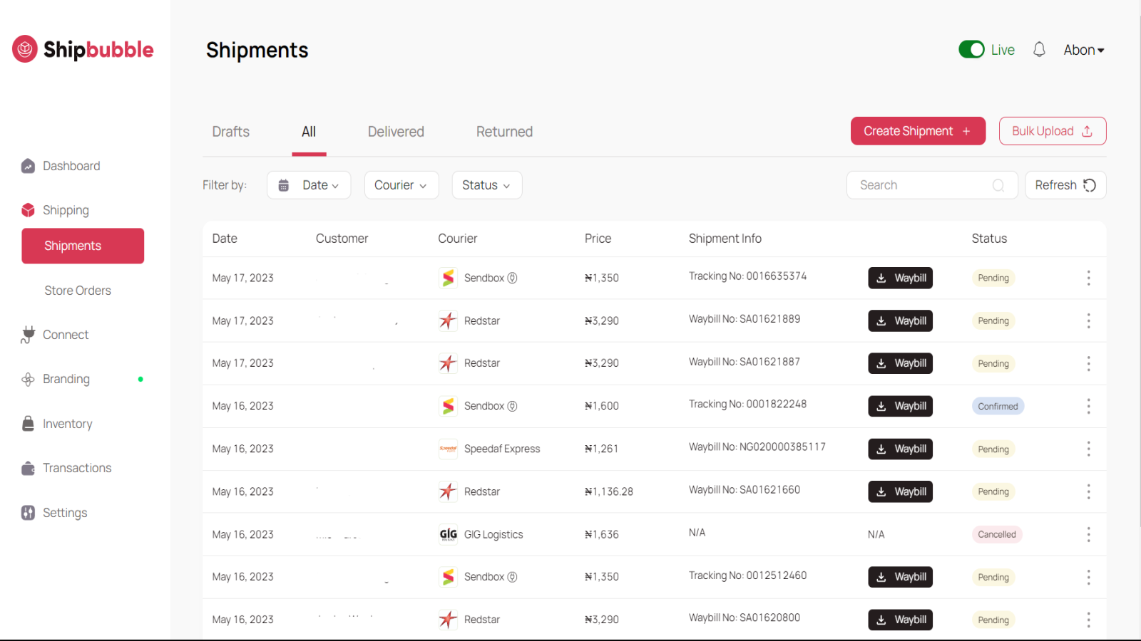 track all shipments across couriers from single dashboard