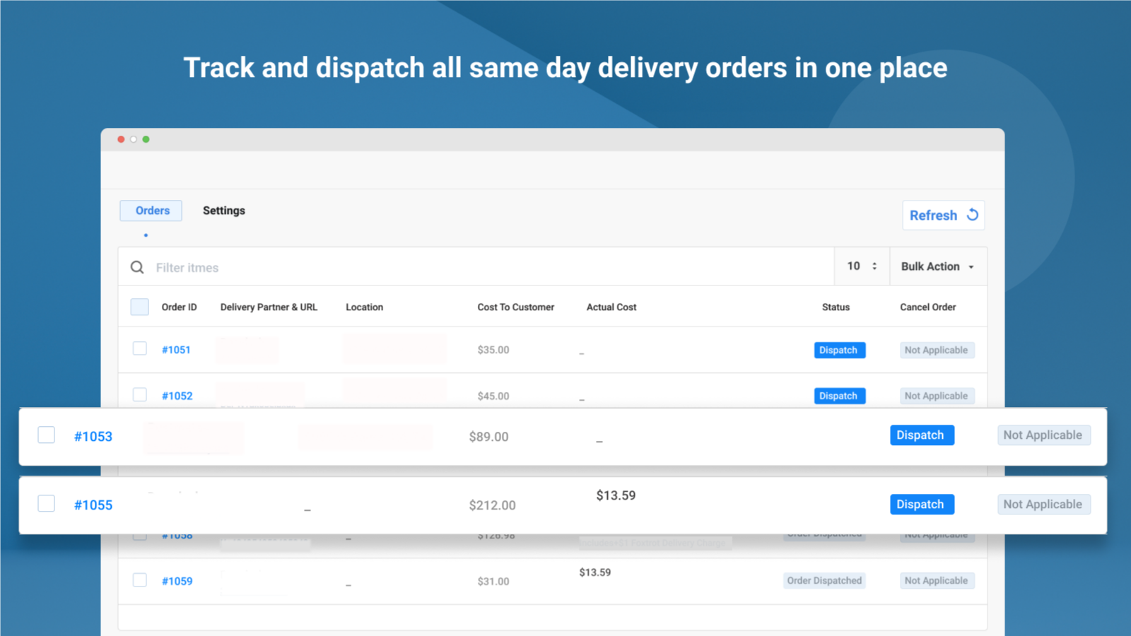 Track and dispatch all Same Day Delivery orders in one place