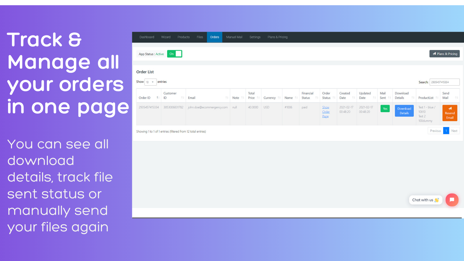 Track & Manage all your orders in one page