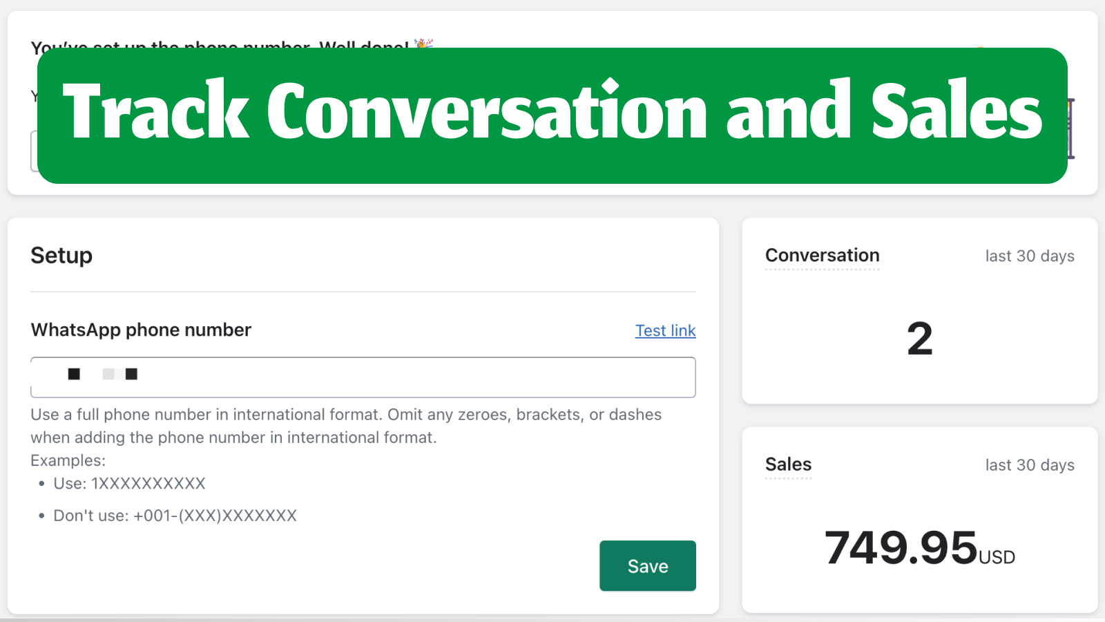 track conversation and sales