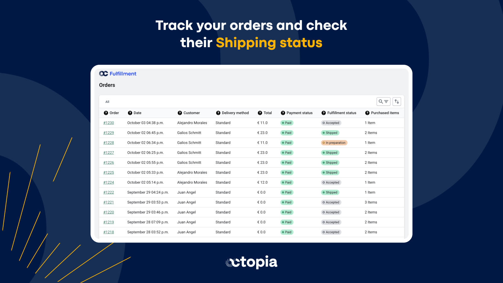 Track your orders and check their shipping status