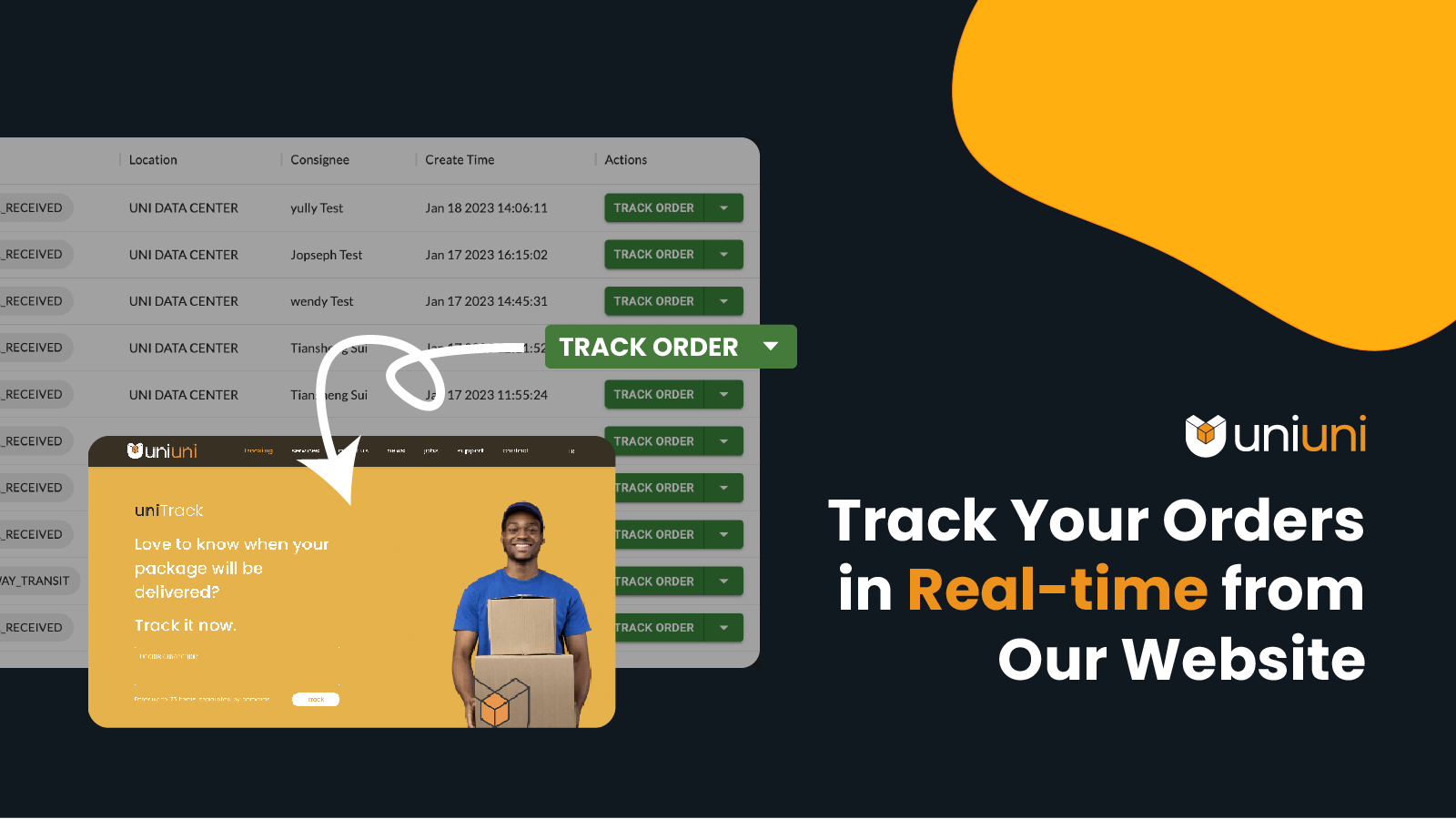 Track your orders in real-time from our website