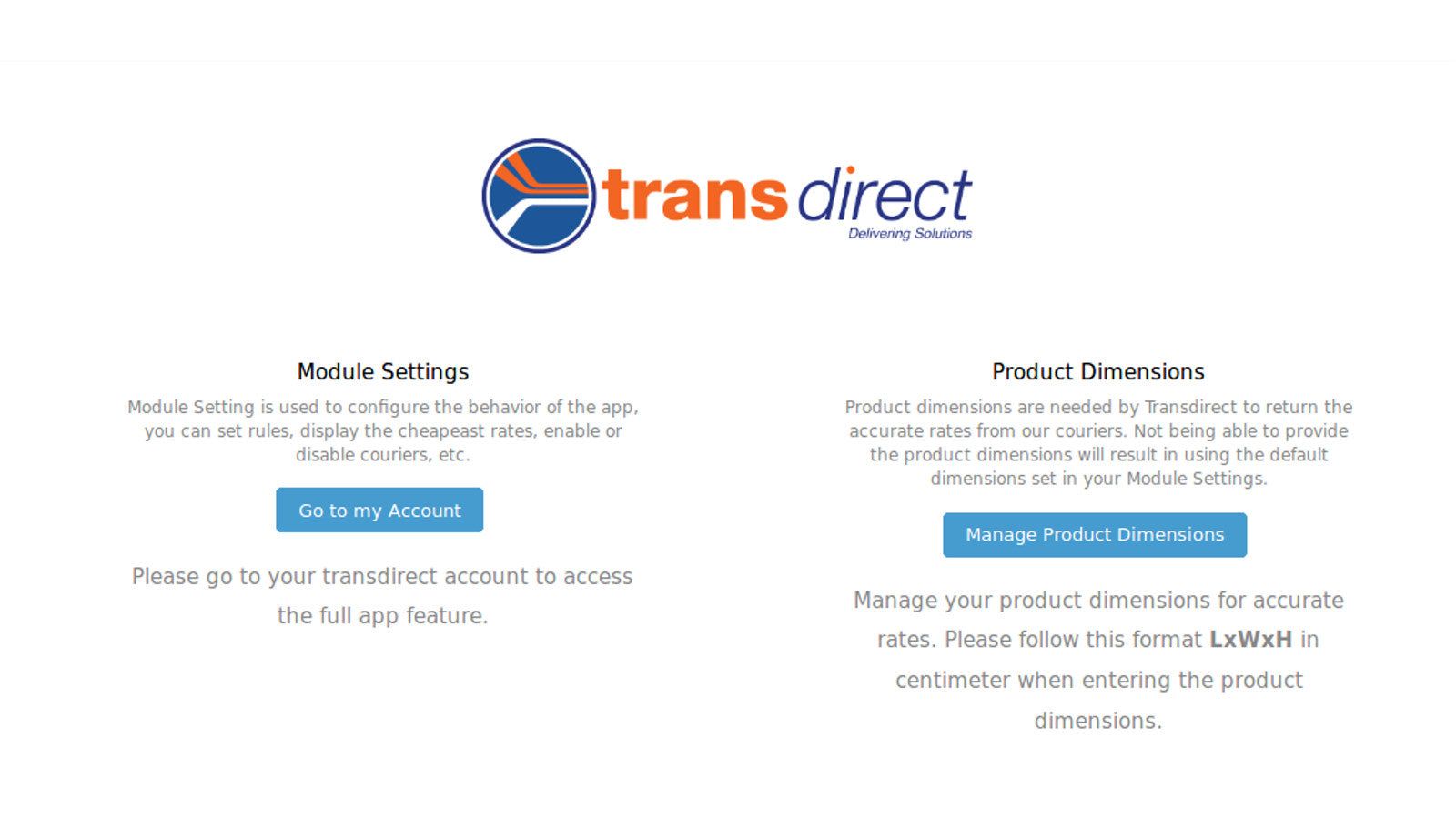 Transdirect Dashboard