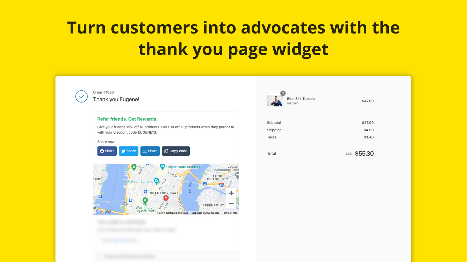 Turn customers into advocates with the thank you page widget
