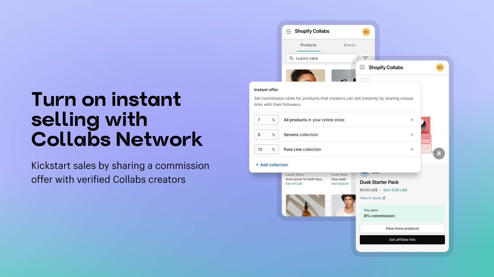 Turn on instant selling with Collabs Network