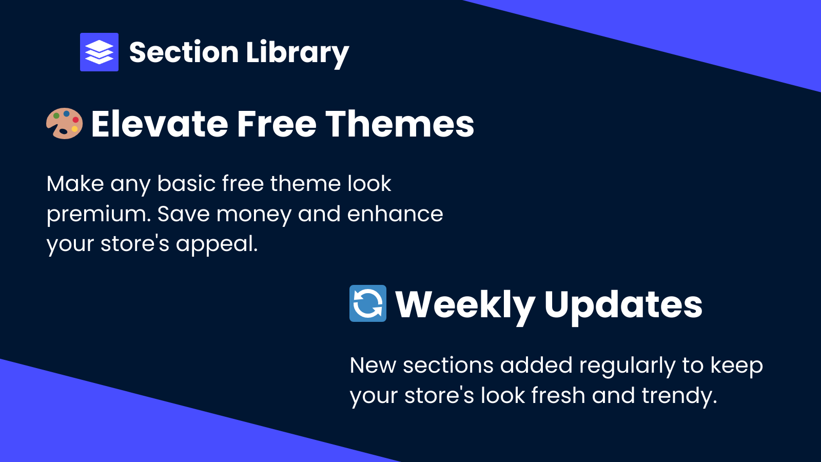 Two features of the app: Updates and Free Theme Boost