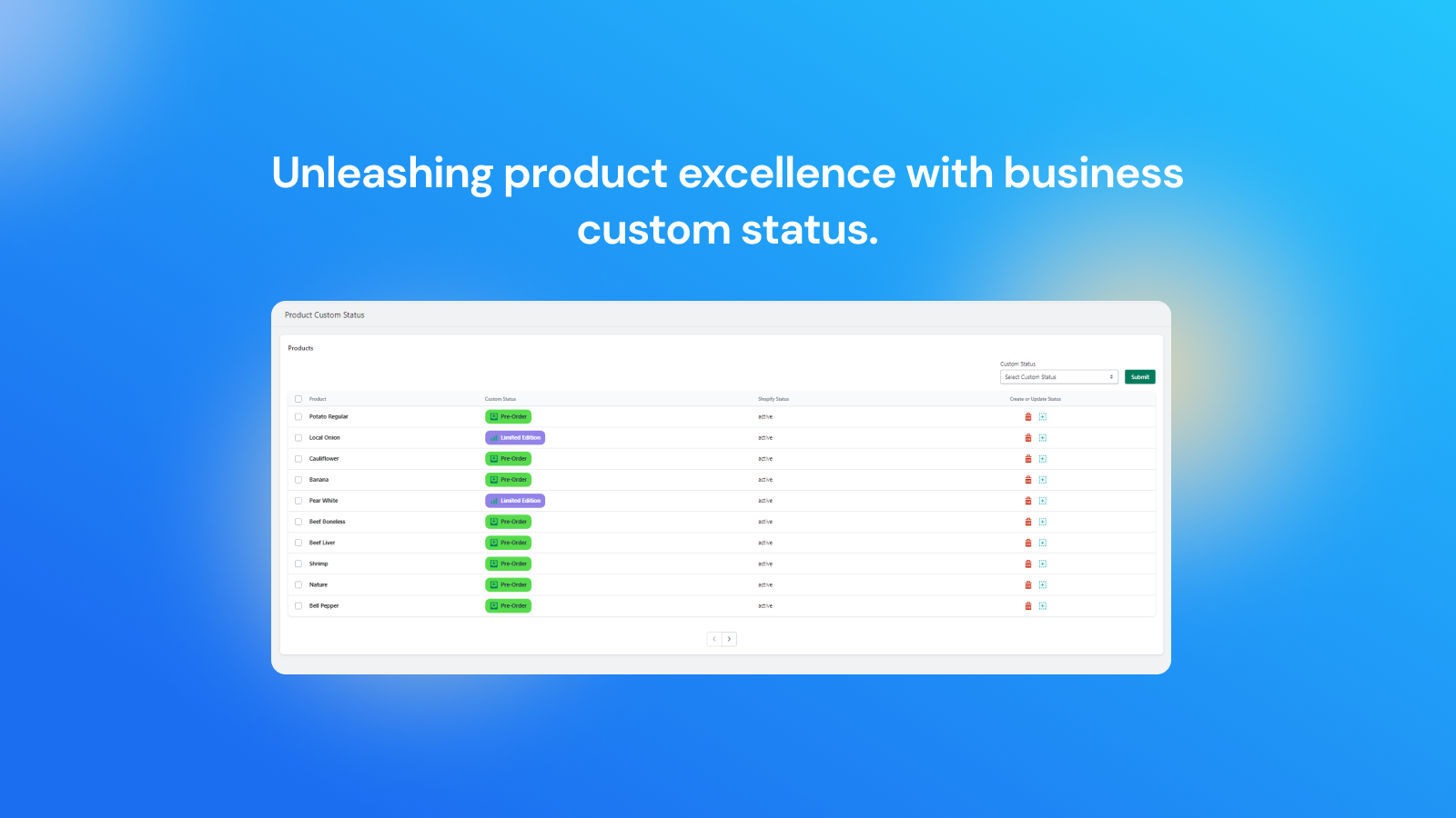 Unleashing product excellence with business custom status.