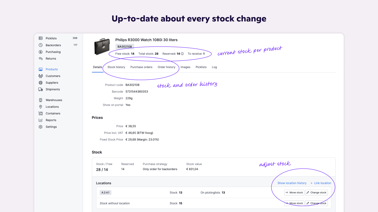 Up-to-date about every stock change