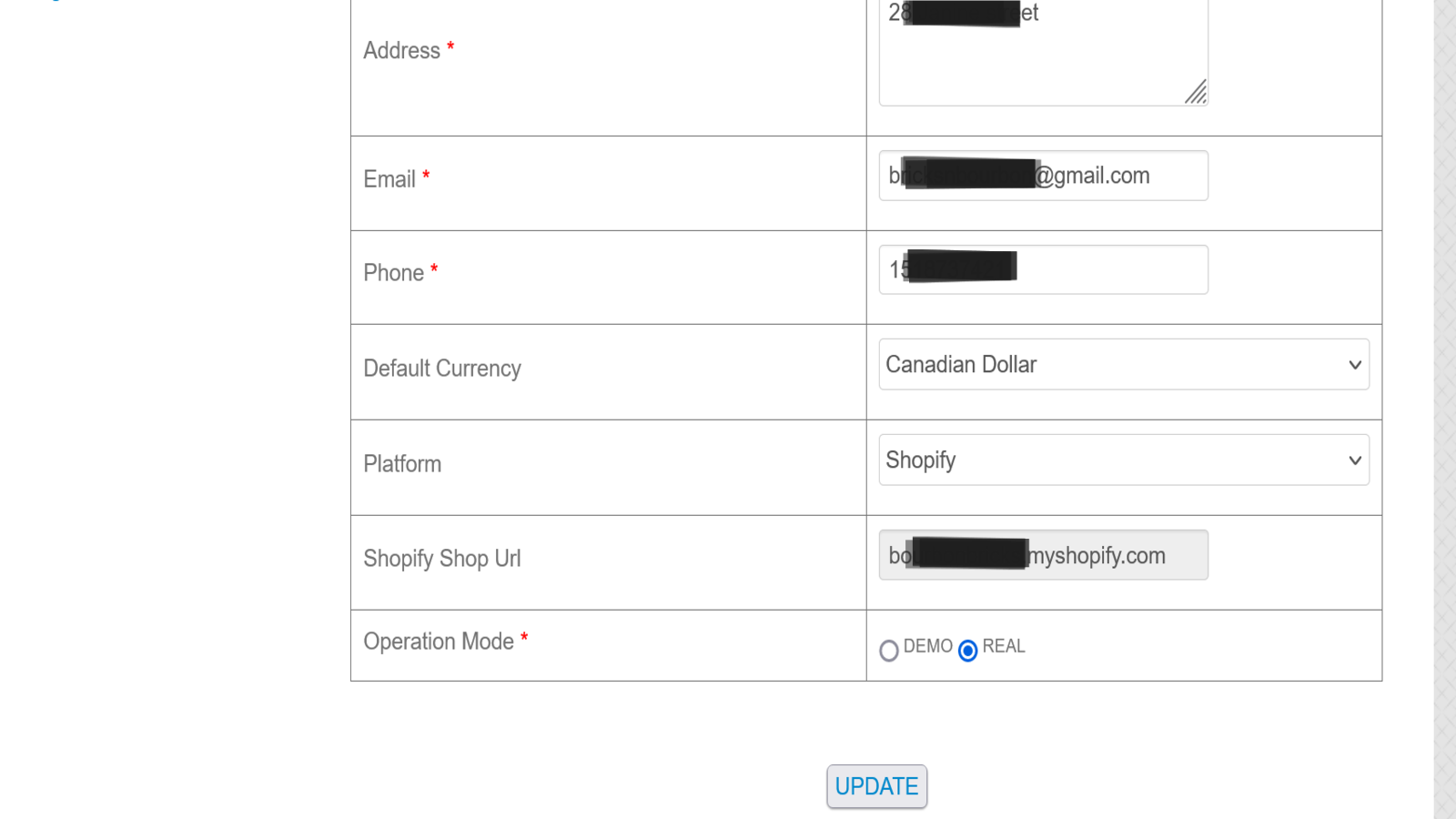 Update Your Details Page