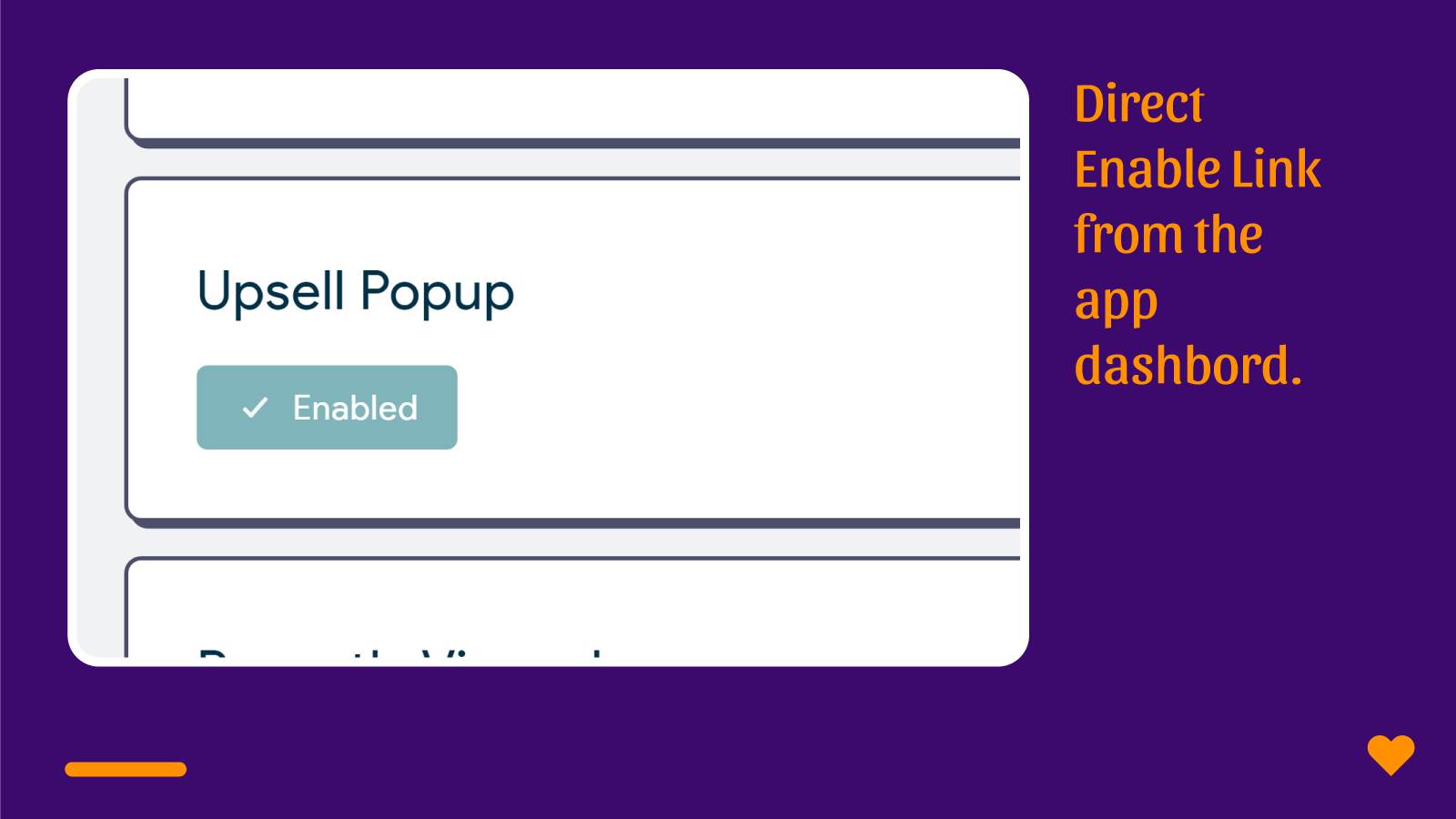 upsell popup dashboard view clean and minimal