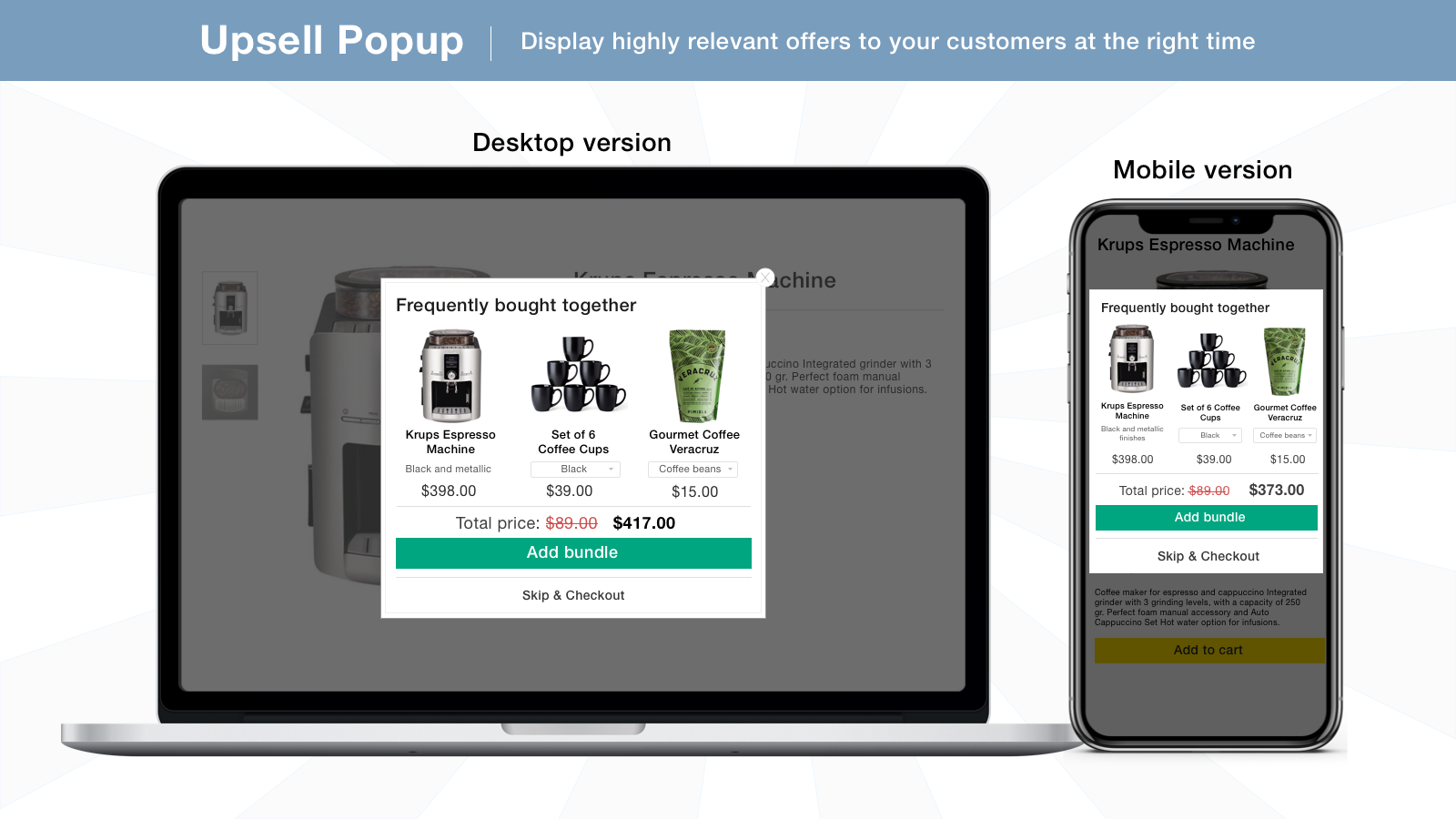 Upsell popup for Shopify stores